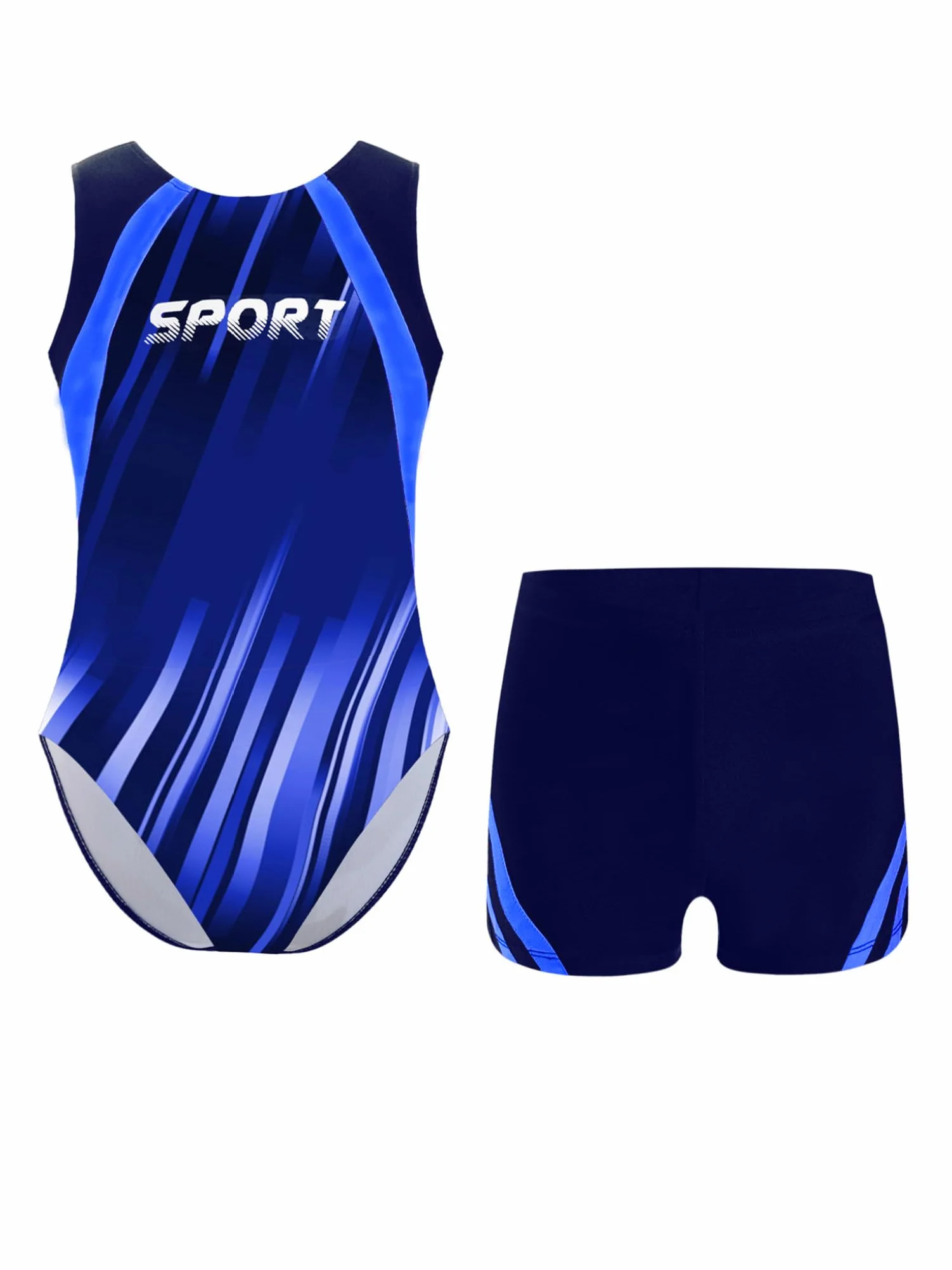 Mufeng Justaucorps Gymnastique Sans Manche Enfant Garçon Leotard Avec Short Tenue Danse Patinage