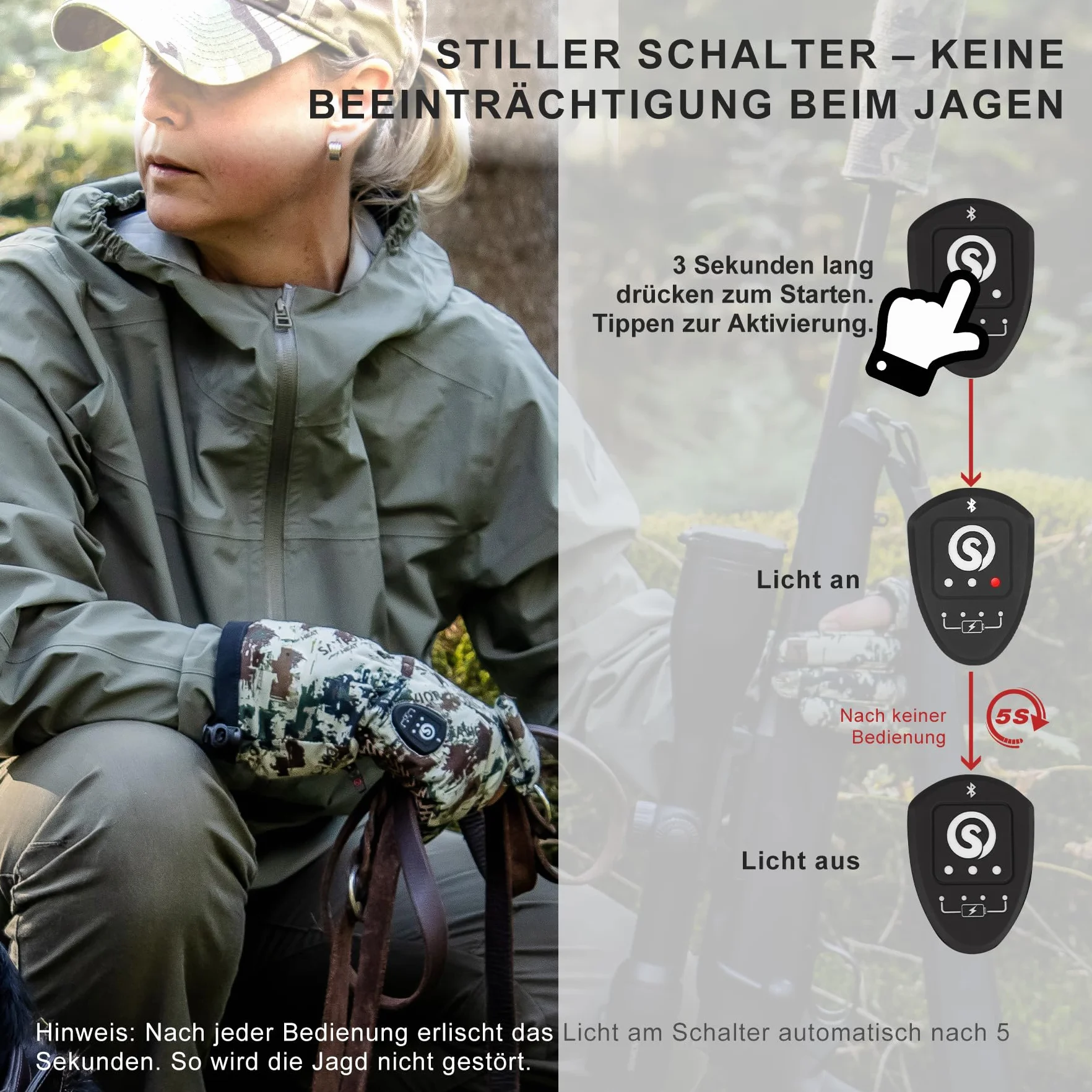 Gants de chasse chauffants avec interrupteur silencieux automatique pour 10 heures de chauffage, embout rabattable à l'index