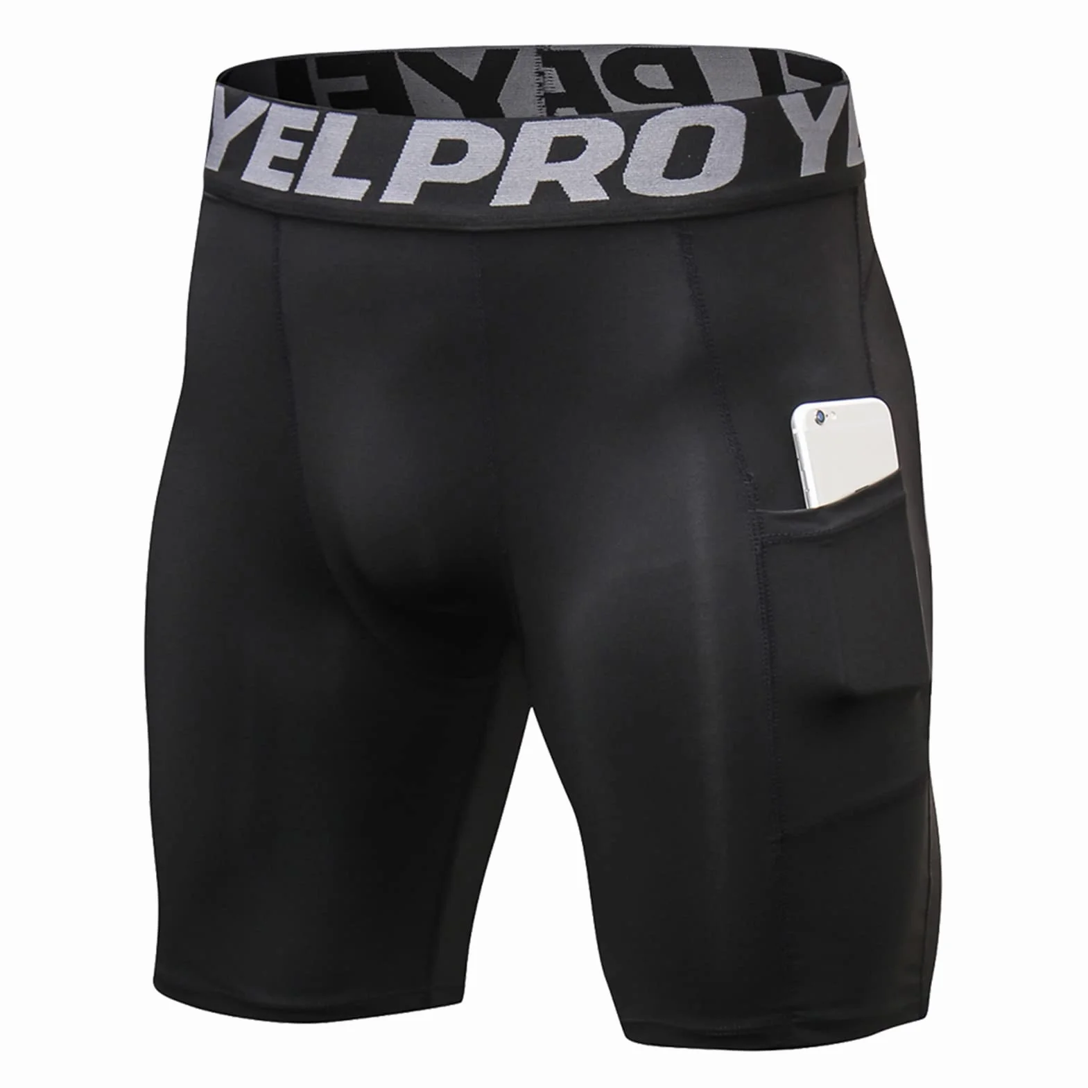 Short Compression Homme Running Collant Court de Sport avec Poches Respirant Séchage Rapide Short de Course pour Fitness Workout Cyclisme