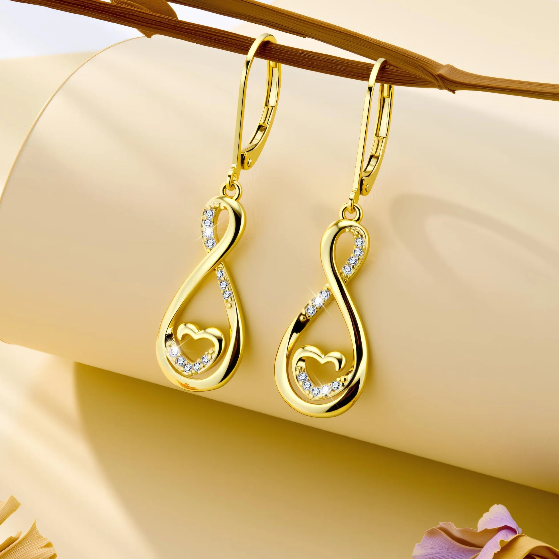 ALEXCRAFT Boucles D'oreilles Pendantes Femme Or, Boucles d'Oreilles Élégantes Plaquées Or 18 Carats, Argent 925 Post, Hypoallergéniques, Cadeaux de Bijoux