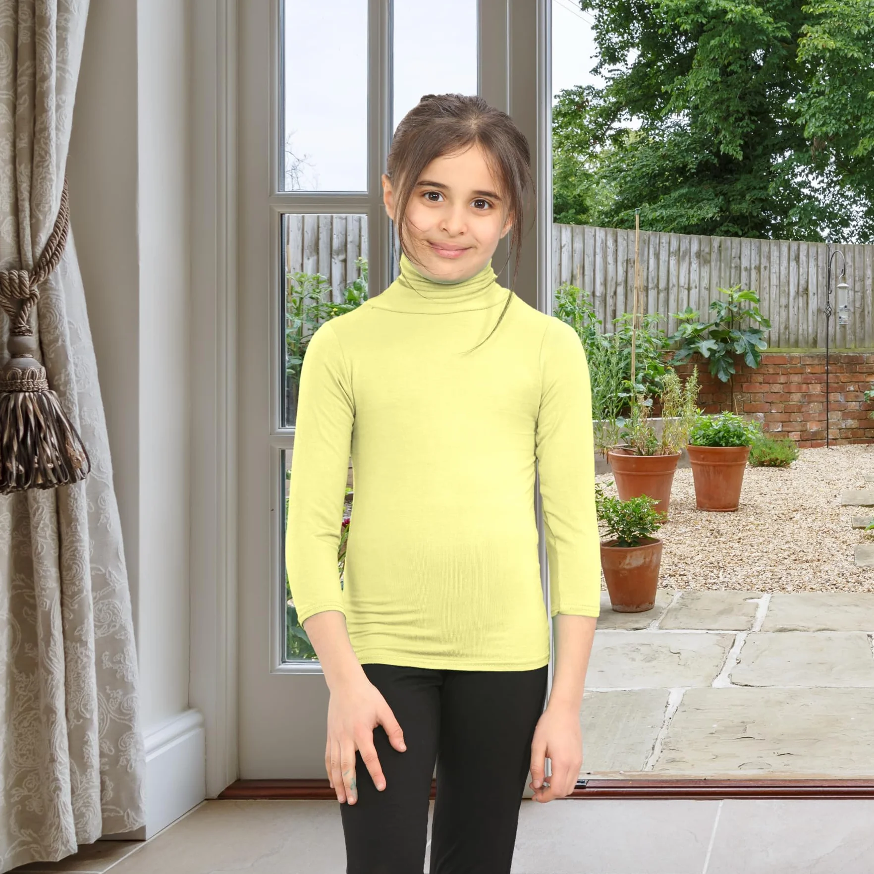 Kids Turtle Neck Tops Long Sleeve T-Shirt Boys Girls School Sports Casual Polo Shirts