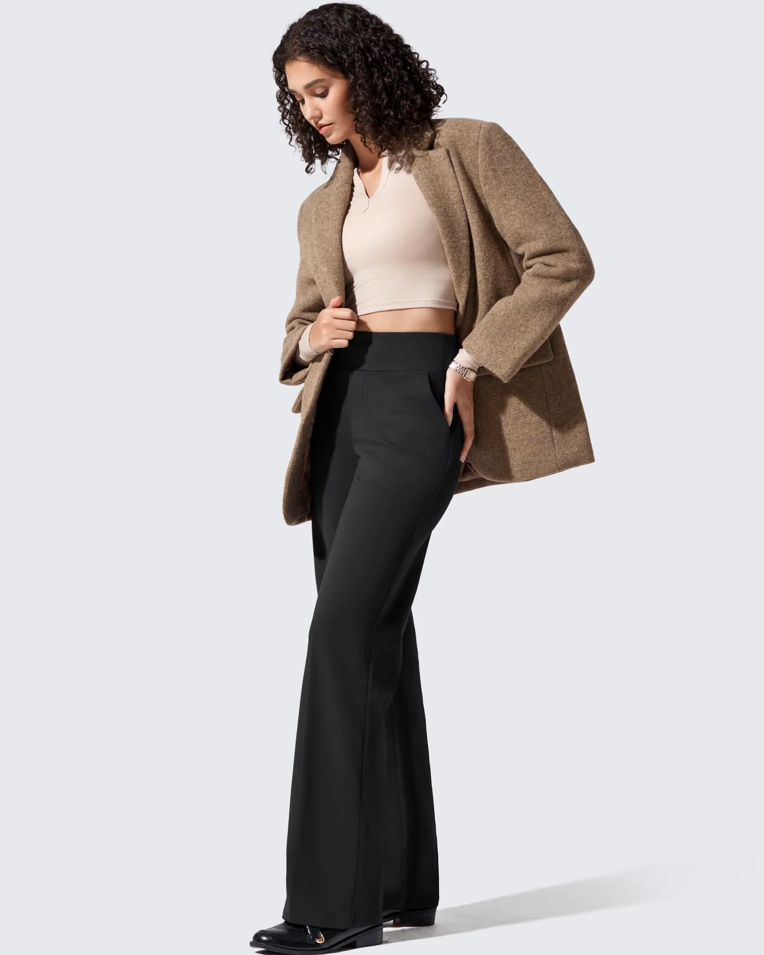 G4Free Women Fleece Lined Trousers Wide Leg Joggers with Pockets Winter Thermal Yoga Pants Work Dressy Casual Petite/Regular/Tall