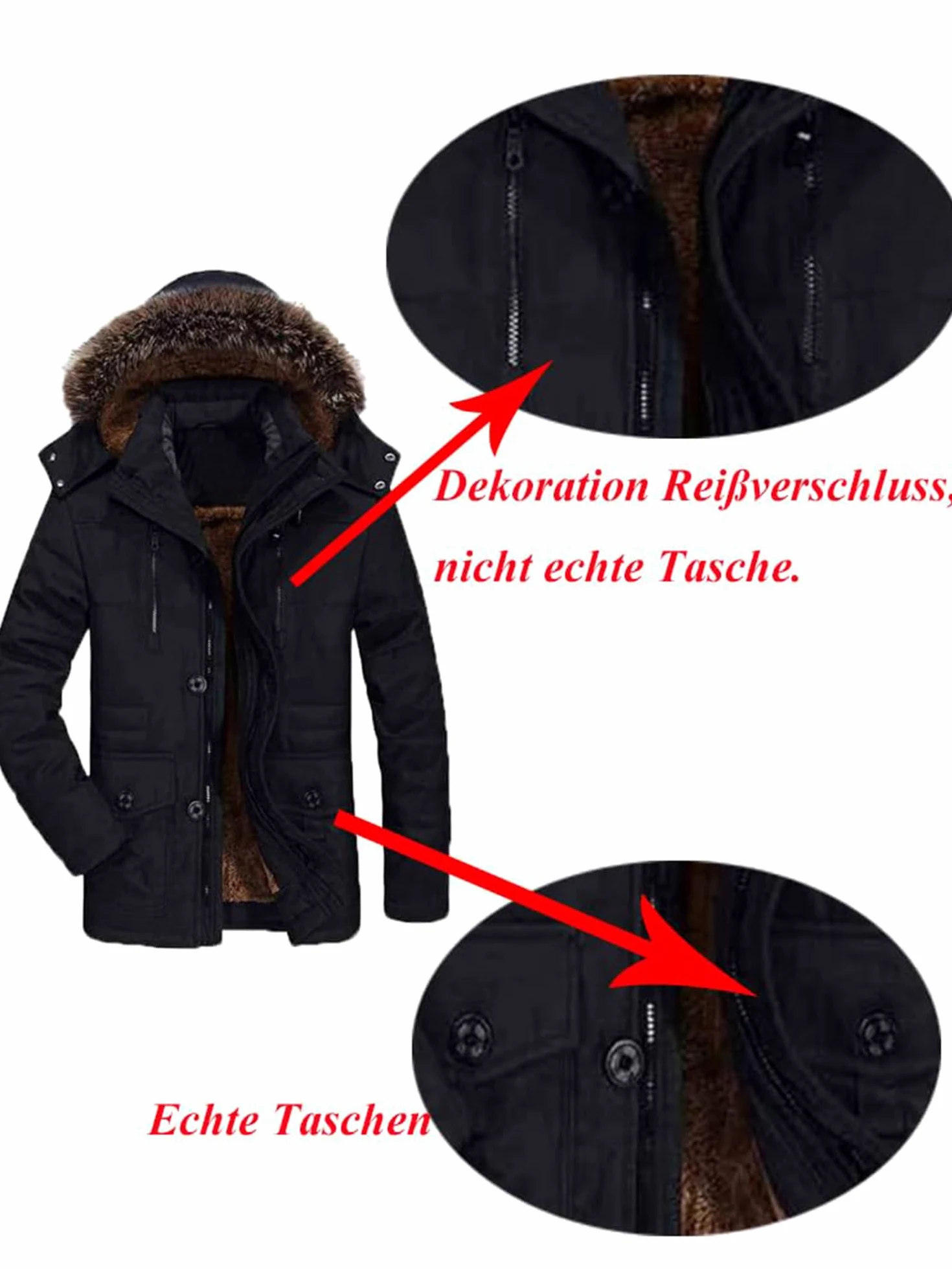 FTCayanz Manteau Homme Hiver Parka Chaud Fourrure Casual Outdoor Blouson Amovible Capuche