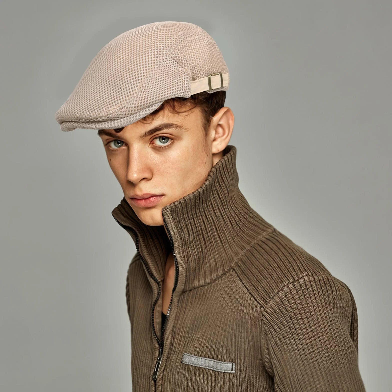 Meioro Casquette Plate Homme Été Maille Respirante Vintage Gatsby Beret Réglable Ivy Hat