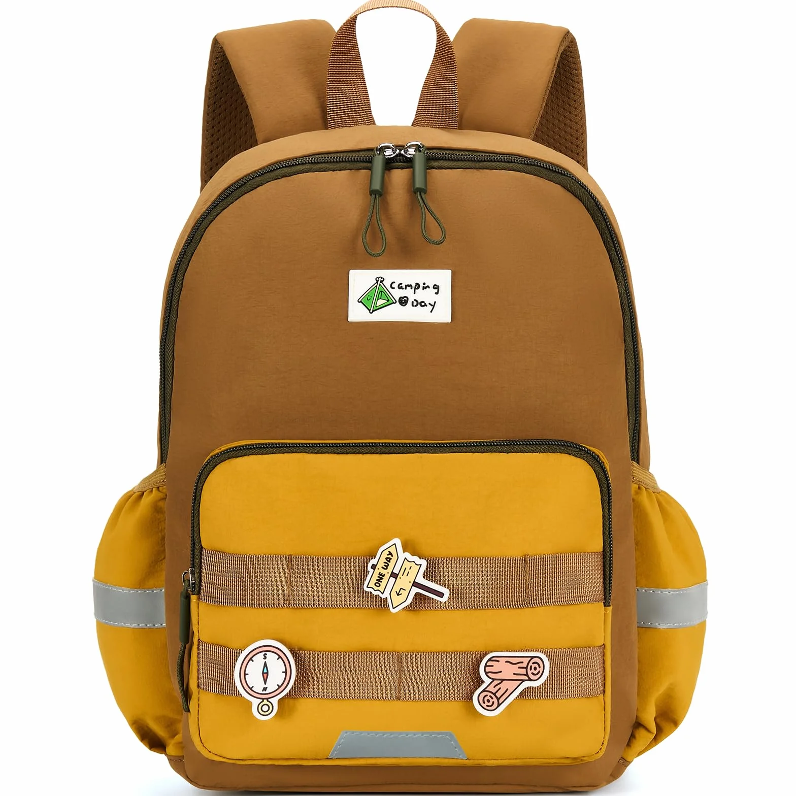 PROTAURI Sac à Dos Enfant Maternelle Garçons, Cartable Léger avec Sangle de Poitrine, Bande Réfléchissante, Kaki