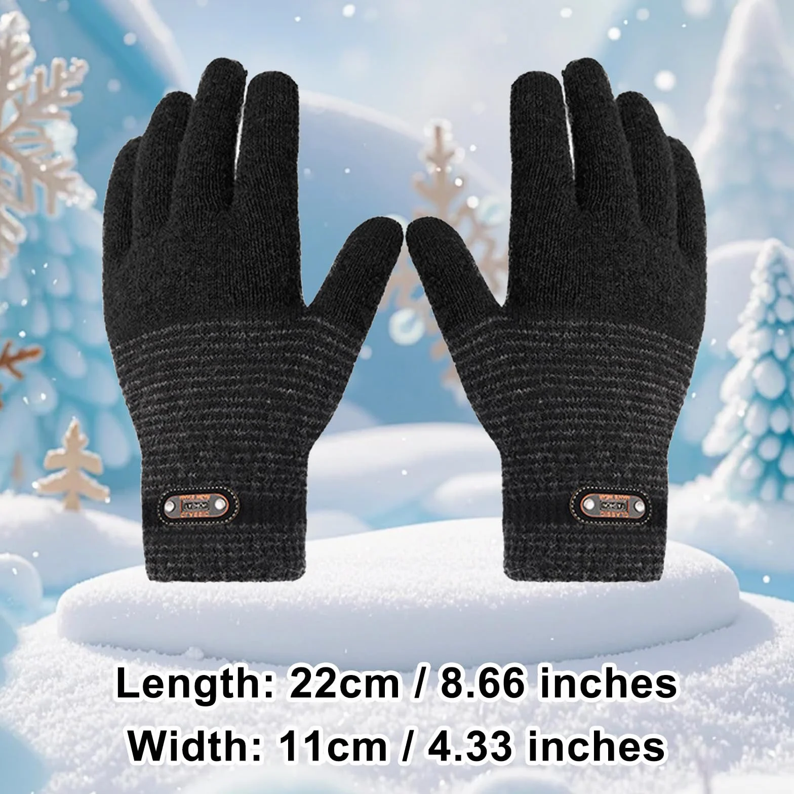Gants Hiver Homme Femme avec Doublure Intérieure Douce, Gants Tactiles Unisexe Tricotés Extensibles Épaissis, pour Sport de Conduite Running Vélo Randonnée Course à Pied en Extérieur