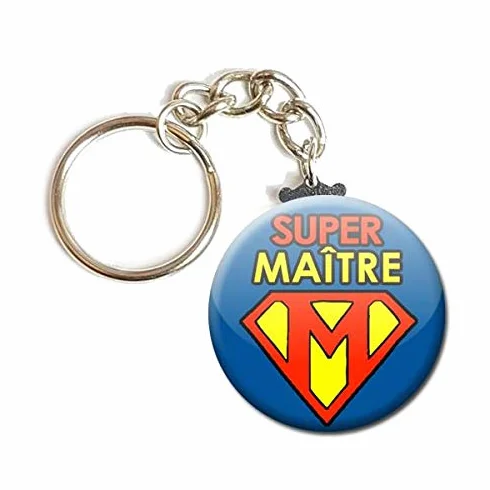 Porte Clés Chaînette 3,8 cm Super Maître Idée Cadeau Accessoire École