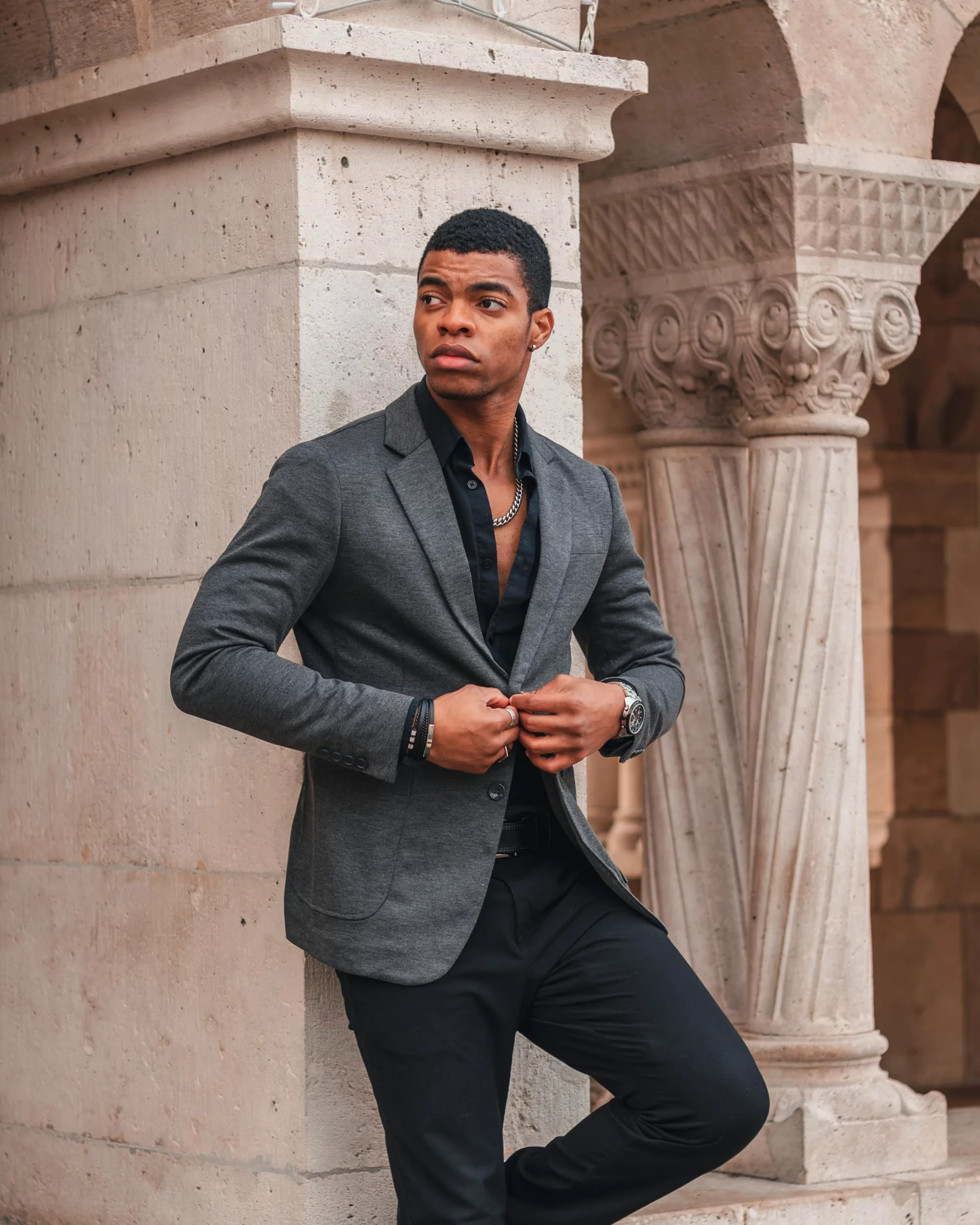 PJ PAUL JONES Blazer décontracté en tricot pour homme - Deux boutons - Léger - Non doublé