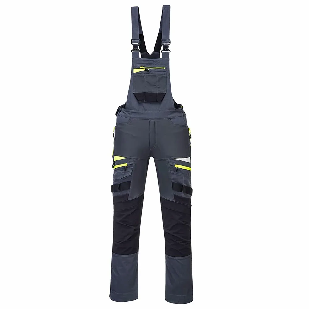 Portwest DX441 Cotte bretelles DX4 2 Poches Latérales Zippées Coupe Ajustée | Gris métal, XL, UPF 40+, EN 14404 Type 1 Niveau 0, Polyester Léger, Empiècements Renforcés, Empiècement Réfléchissant