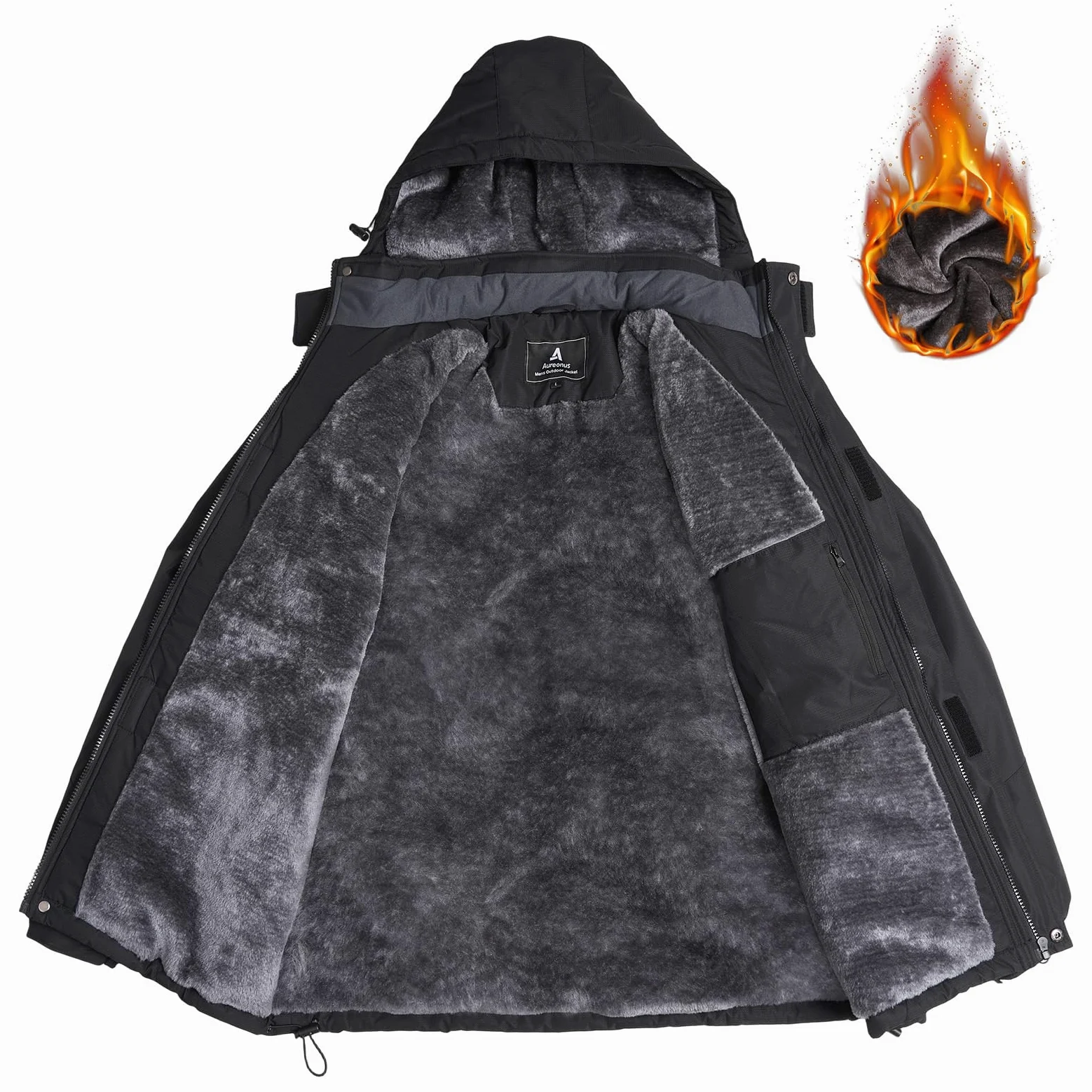 Veste Hiver homme Chaude pour Hommes avec Capuchon Amovible Manteau de Sport en Polaire Thermique pour Hommes