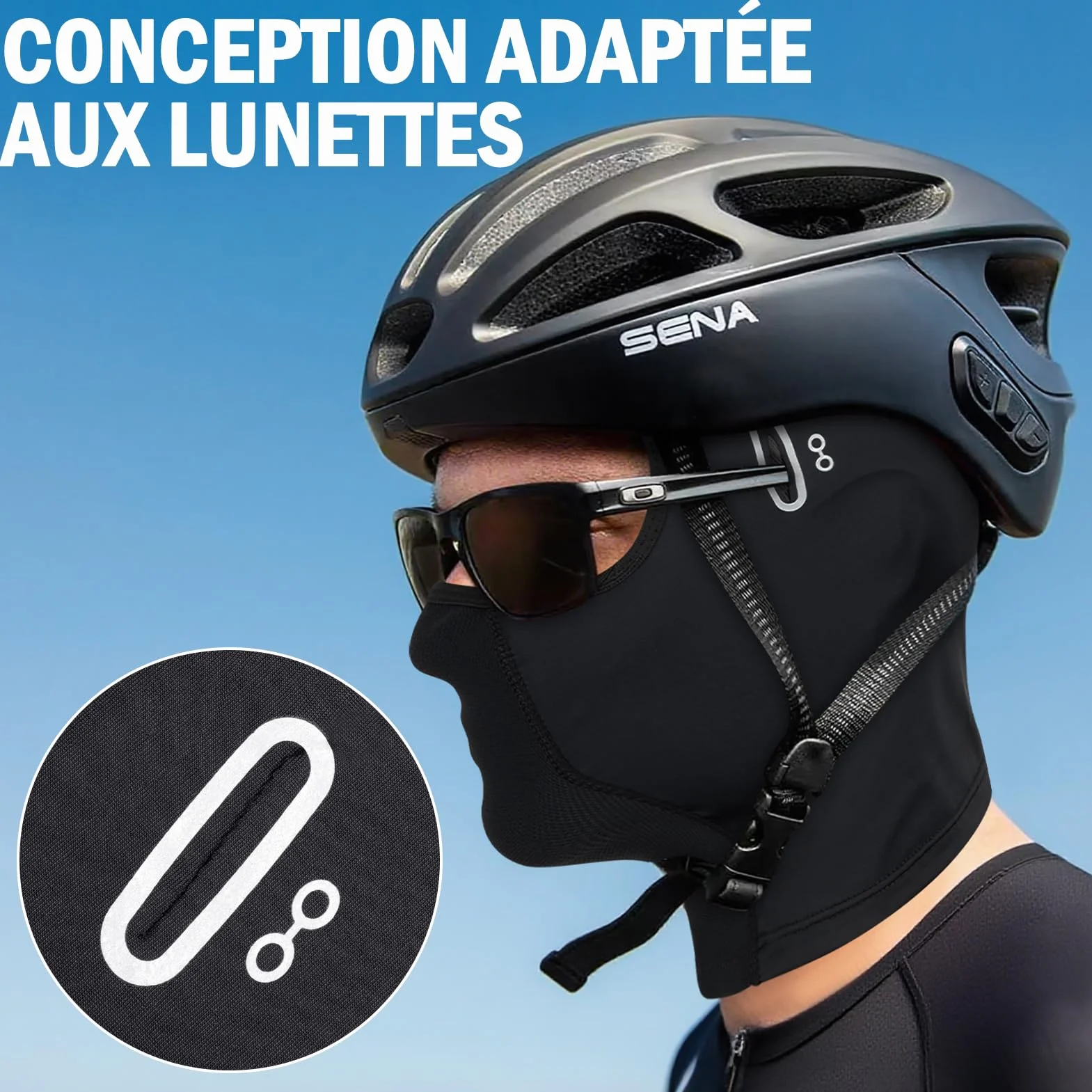 Kiiwah 2 Pièces Cagoule Moto Été, Noir Cagoule Coupe-Vent Balaclava pour Homme Femme, Respirant Protection UV Masque pour Vélo Sports de Plein Air
