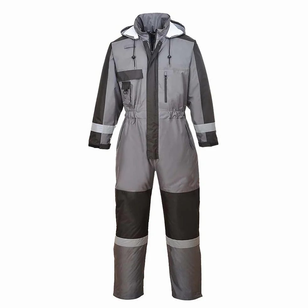 Portwest S585 Combinaison de Travail Homme Hiver Imperméable Doublée | Gris, S, Doublure Chaude, Imperméable, Protection Froid, Salopette, Chantier Extérieur, Grand Froid