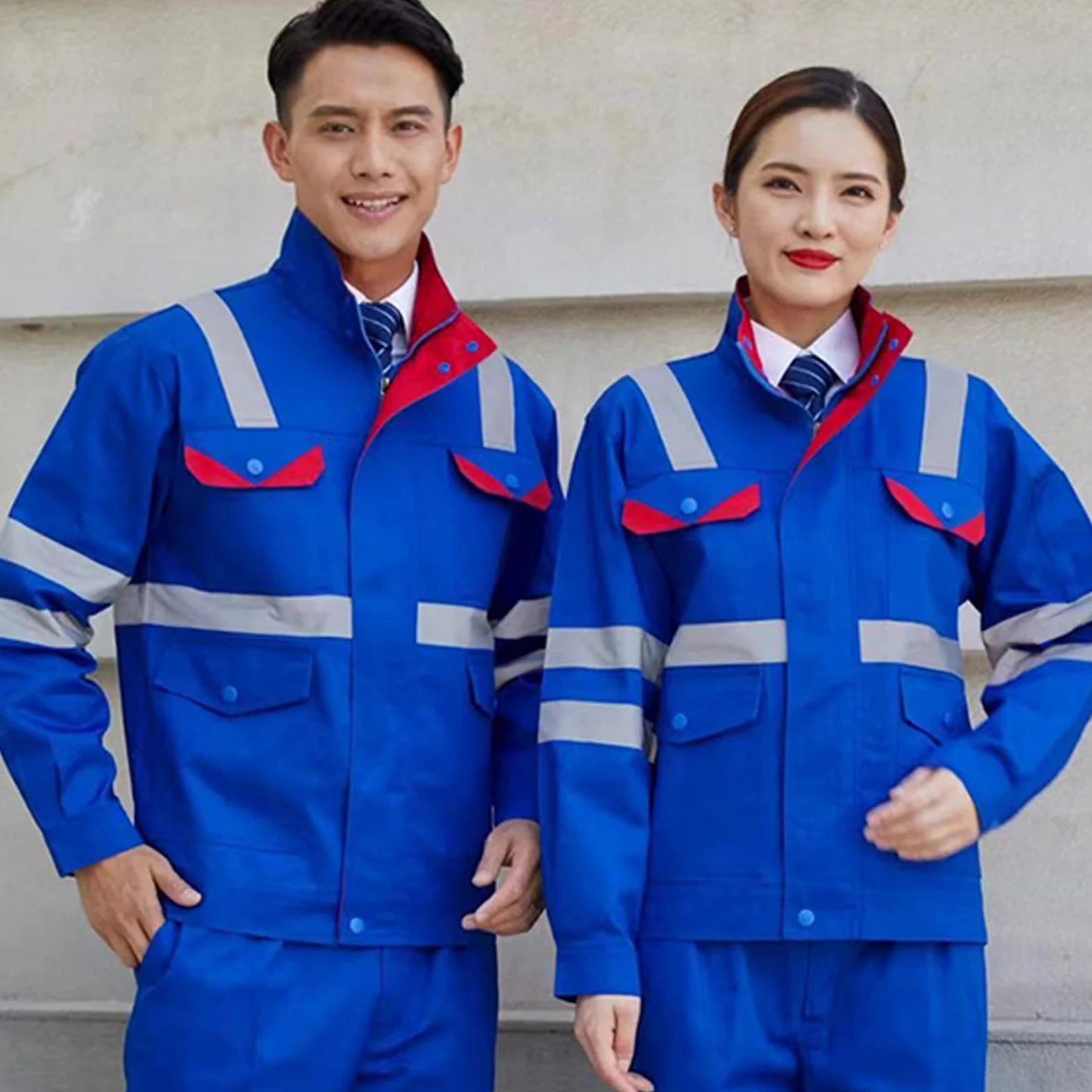 Combinaison À Manches Longues Avec Fermeture À Glissière À Rayures Réfléchissantes Travail Ensemble De Vêtements De Travail Veste Et Pantalon Costume
