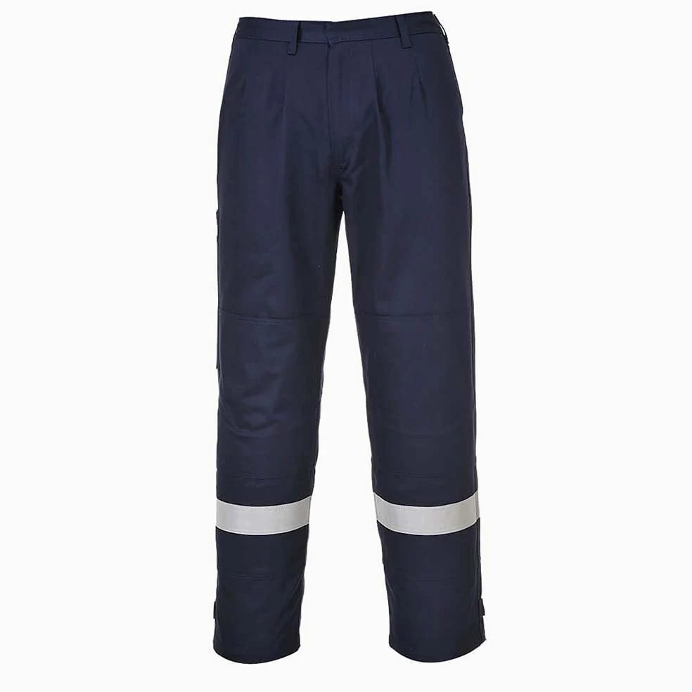 Portwest FR26 Pantalon Bizflame Coutures Triples Renforcées Poche Arrière | Marine, XL, EN 61482-1-2, EN 17353 Type B2, EN ISO 11611, EN ISO 11612, EN 1149-5, Polyester, Fermeture en Laiton Robuste