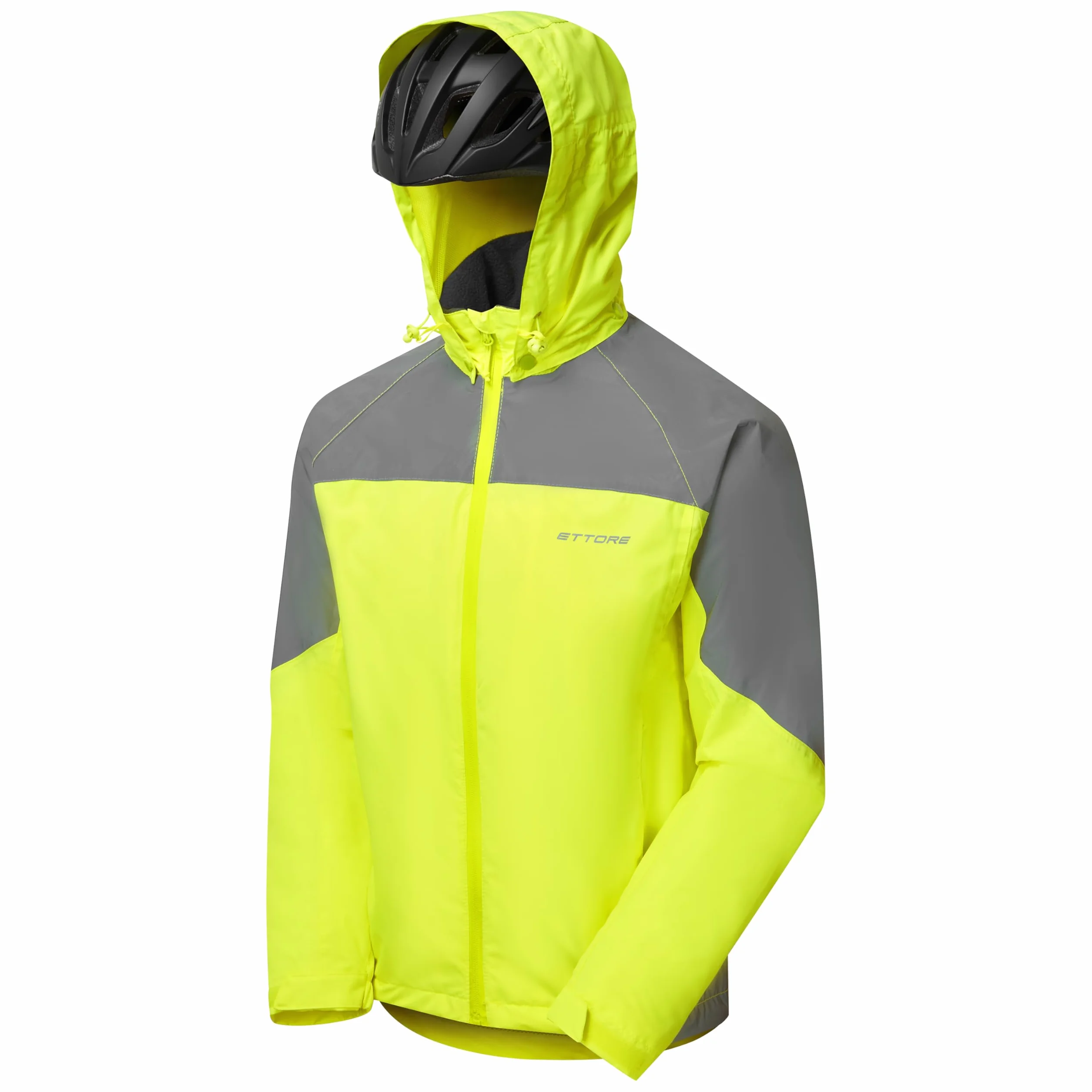 Ettore Veste de cyclisme imperméable pour homme avec capuche amovible respirante haute visibilité – Hybride – Jaune