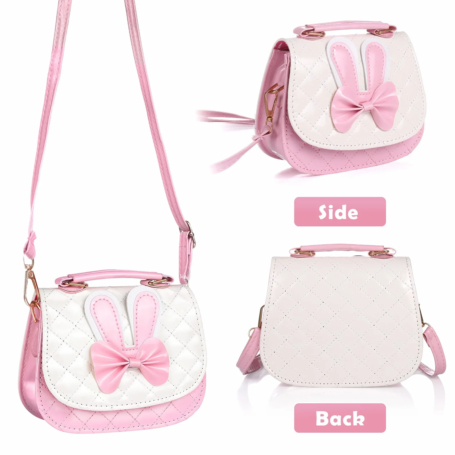 ZWOOS Sac à Bandoulière pour Filles, Cute Bow Bandoulière Sac a Main Petite Fille Mignonnes Épaule, Sac à Main De Mode Pour Petites Filles Sac Bandoulière en Cuir PU Enfant (ROSE)