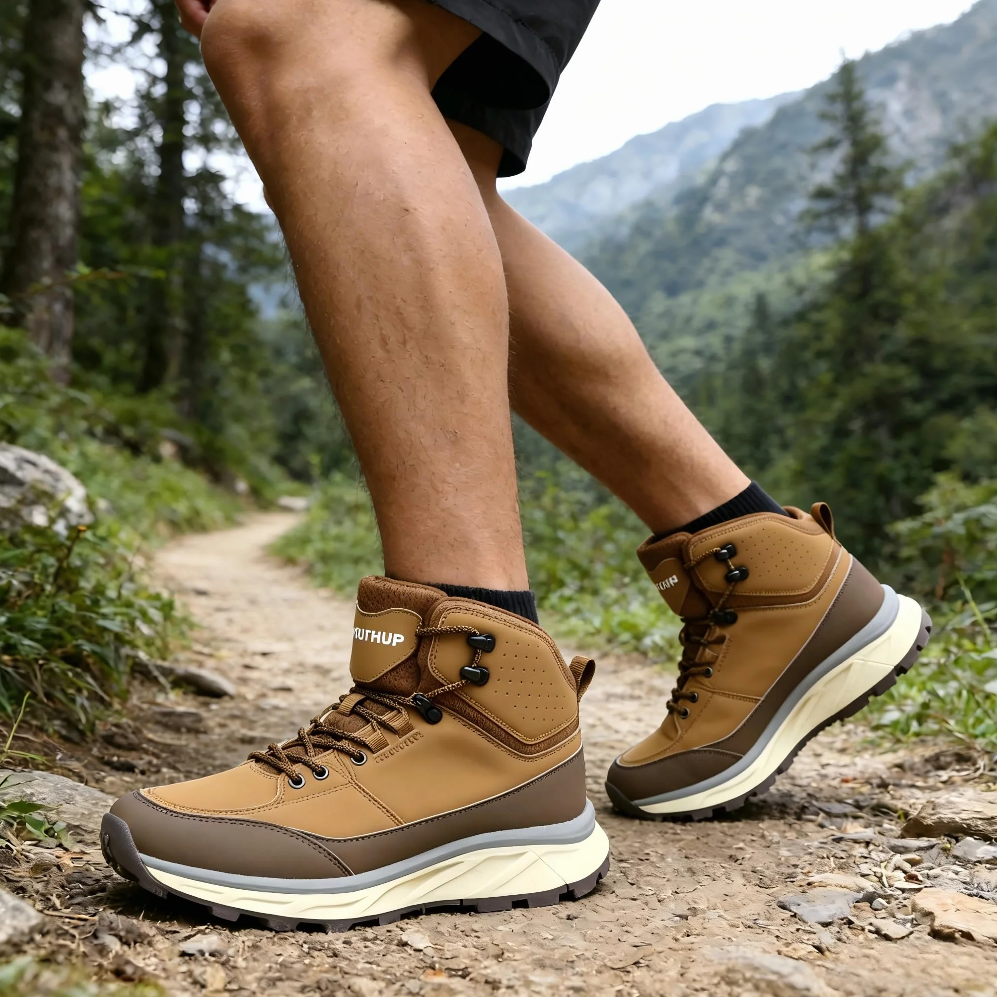 YOUTHUP Hommes Chaussures de Randonnée Respirante Chaussures de Marche Haute d'Extérieur Bottes de Trekking Antidérapante Bout Rond à Lacets