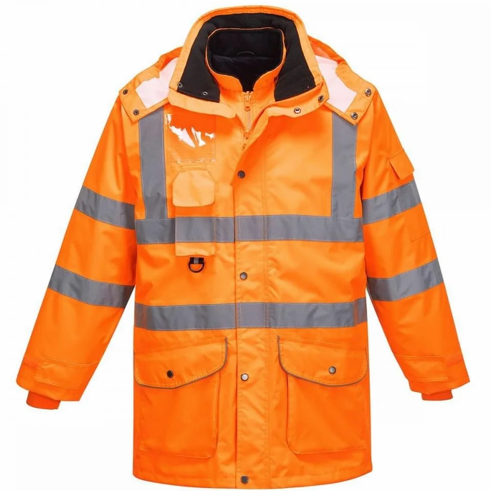 Portwest RT27 Parka HV 7-en-1 RIS Imperméable à L'eau Poches Ergonomiques | Orange, XS, EN ISO 20471 Classe 3, EN 342, Oxford 300D, Col Doublé Polaire, Capuche Intégrée, Réfléchissant, Respirant