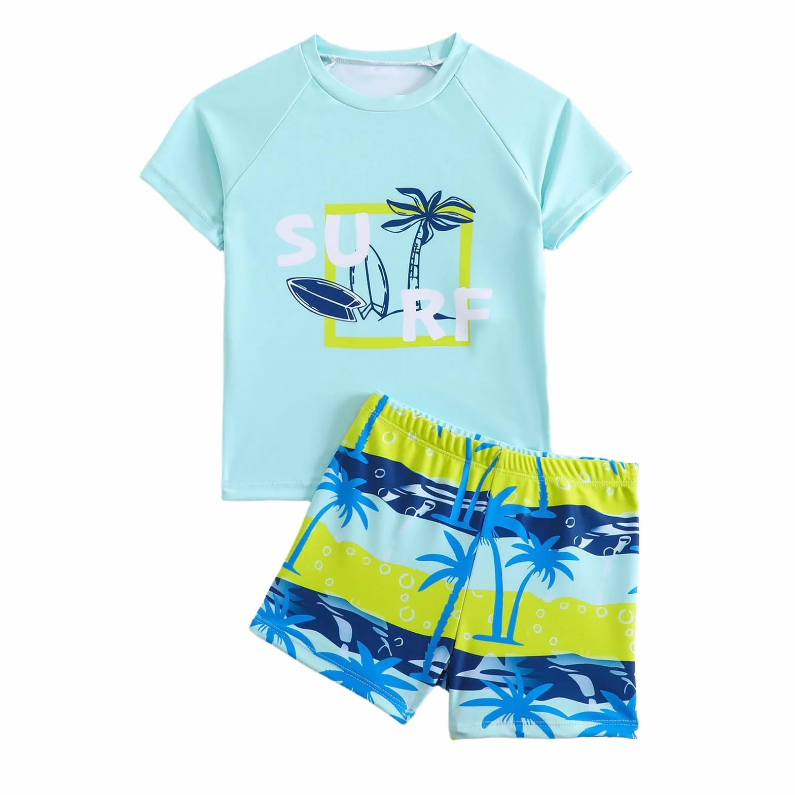 Générique Maillot De Bain Garcon 2 Pièces T Shirt Anti Uv Enfant à Manches Courtes Haut De Bain Uv Garcon Short De Bain Garcon Enfant Pour Surf Natation Piscine Plage 2-7 Ans