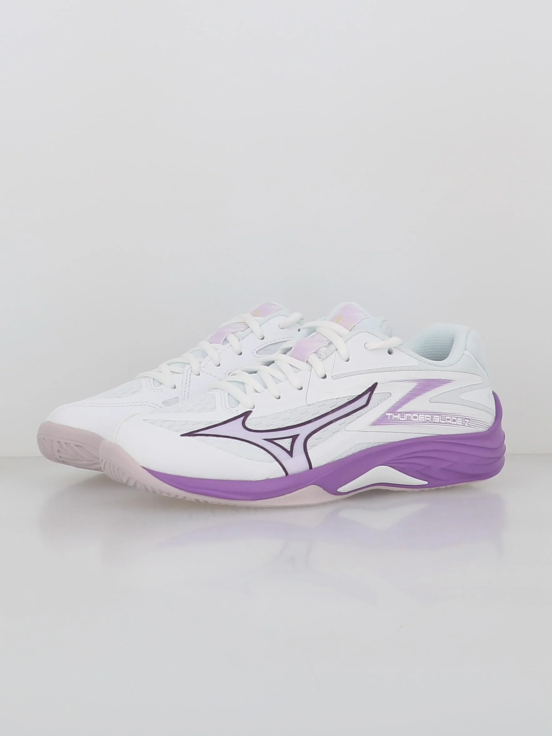 Mizuno Thunder Blade Z V1GC237010 Chaussures de volleyball d'intérieur pour femme Blanc/violet