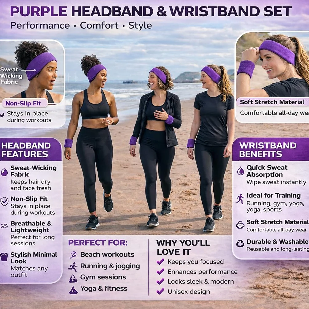 Ensemble bandeau et 2 bracelets pour femme - 1 bandeau et 2 bracelets - Néon - Pour le sport et la sudation
