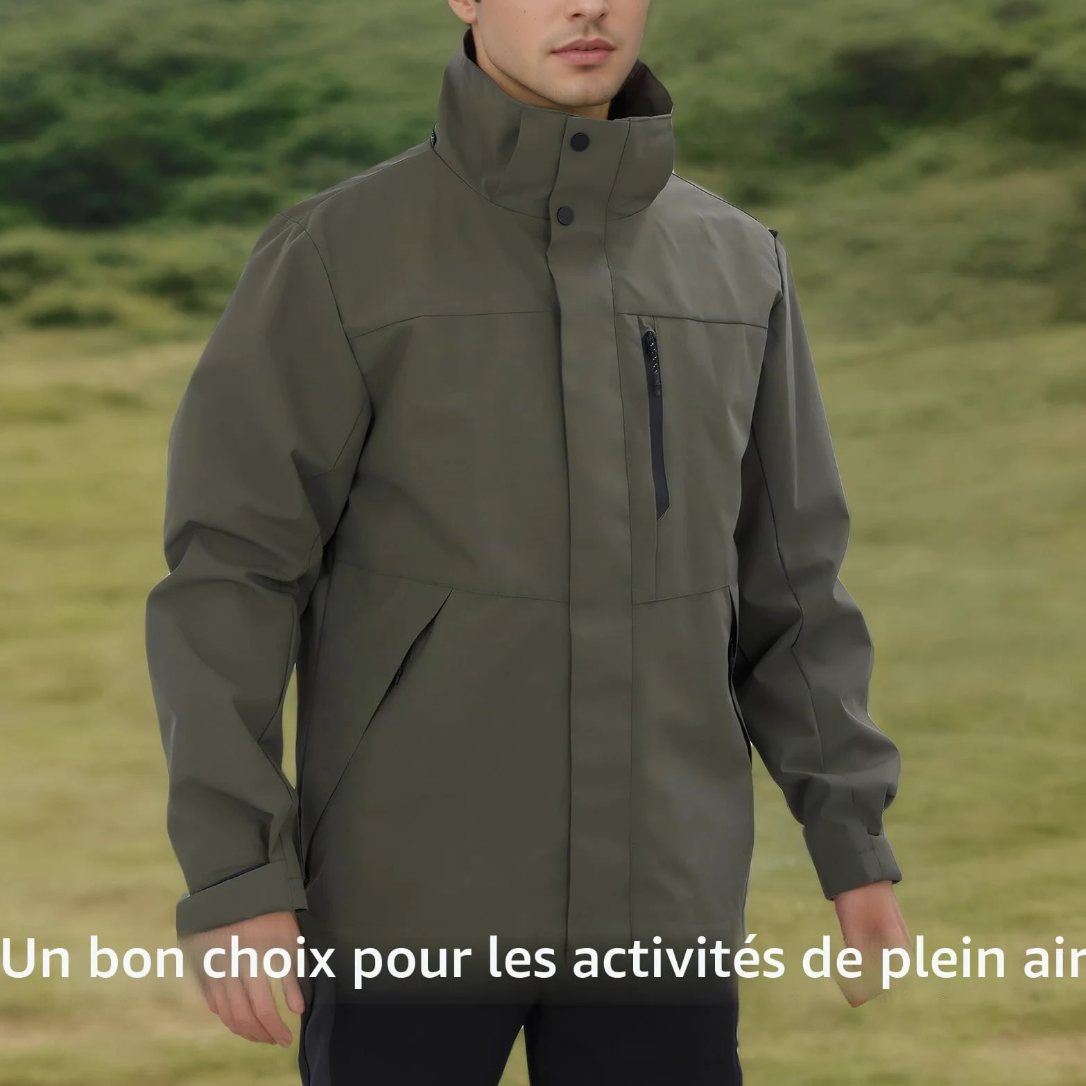 SUKUTU Vêtements d'extérieur imperméables pour Hommes Manteau coupe-vent avec capuche Veste Multifonctionnelle Alpinisme Camping poinçonnée Veste de pluie légère et Respirante