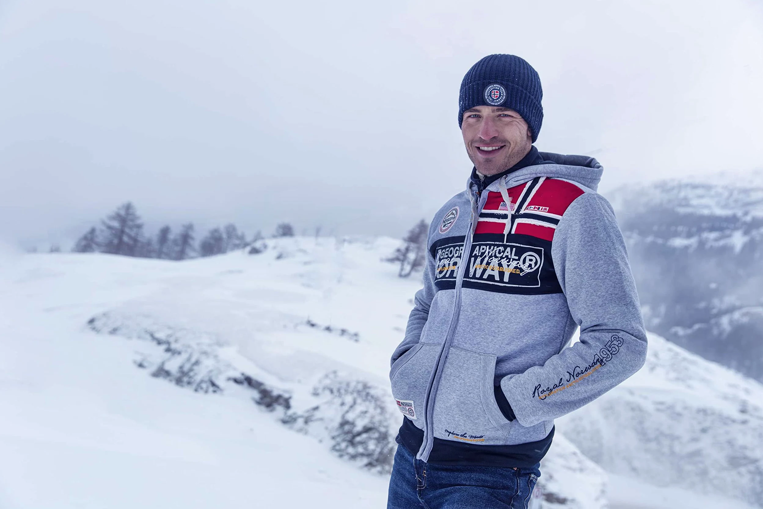 Geographical Norway Flyer Men - Sweat Homme Capuche Poche Kangourou - Vêtement Sweatshirt Hoody Chaud Manches Longues - Pull Hommes Printemps Ete Automne Hiver