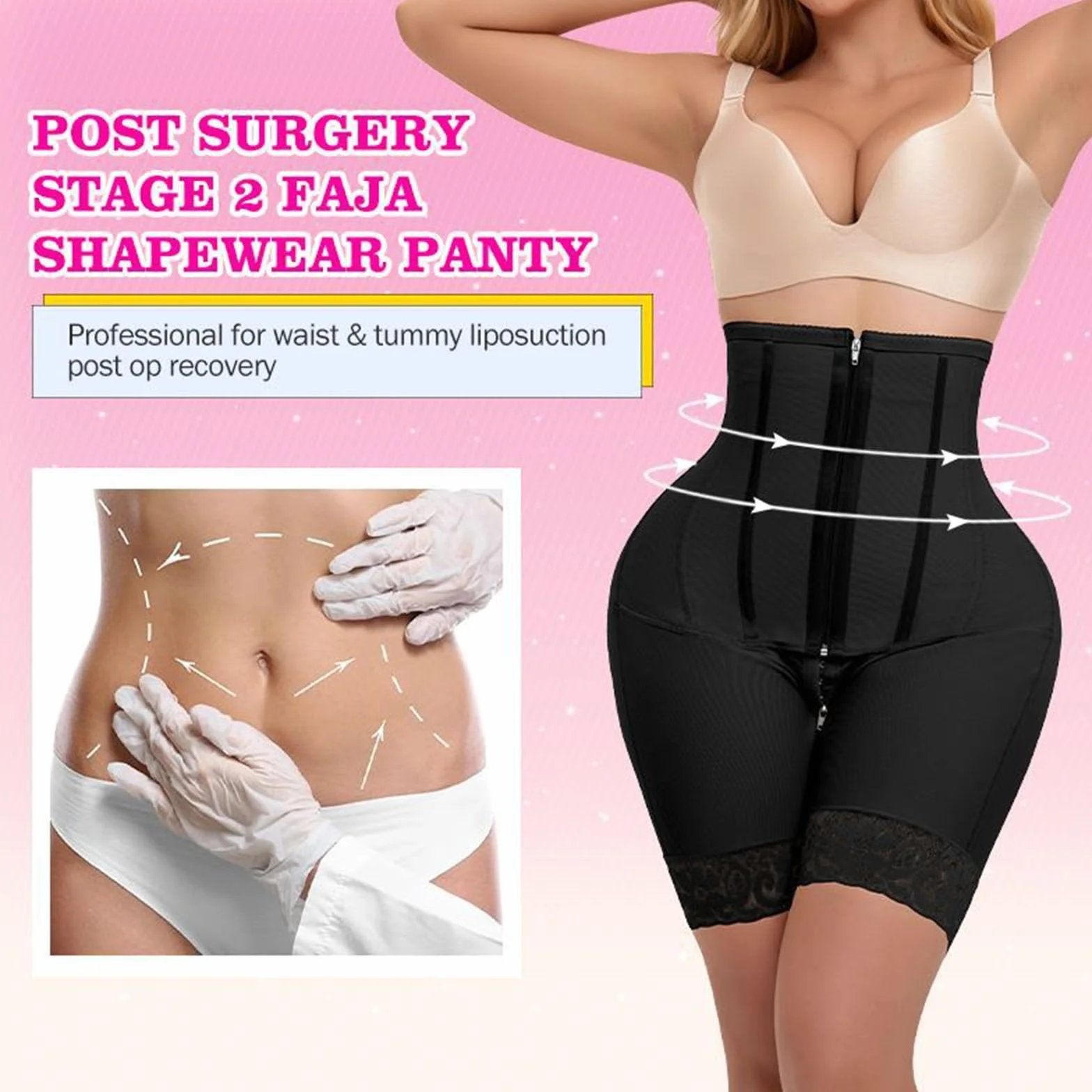 Gaine Amincissante pour Femmes, Niveau 2 Contrôle du Ventre, Rehausseur de Fesses, Amincissement des Cuisses Short de Compression Amincissant les Cuisses