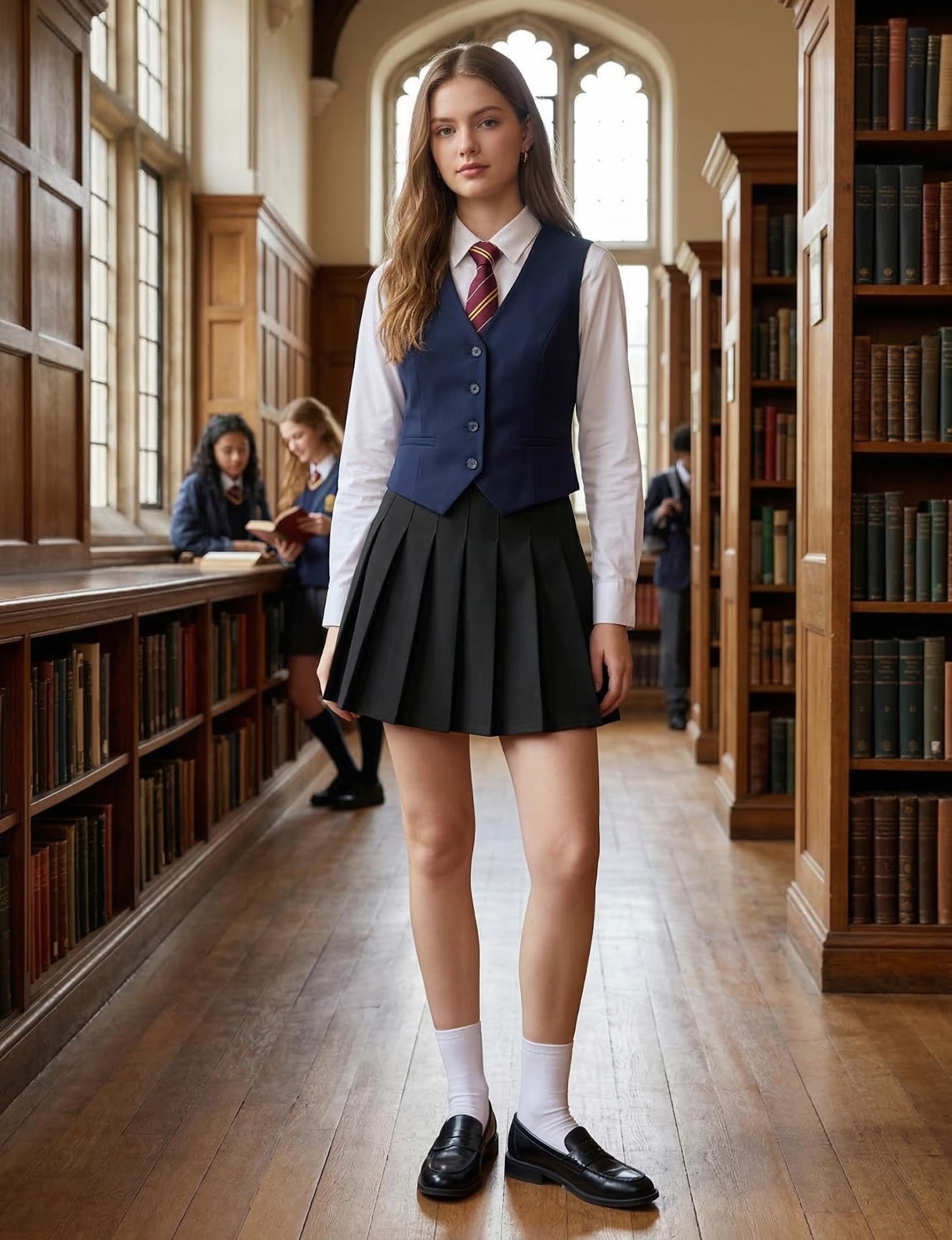 High-Waisted Pleated A-Line Mini Skirt