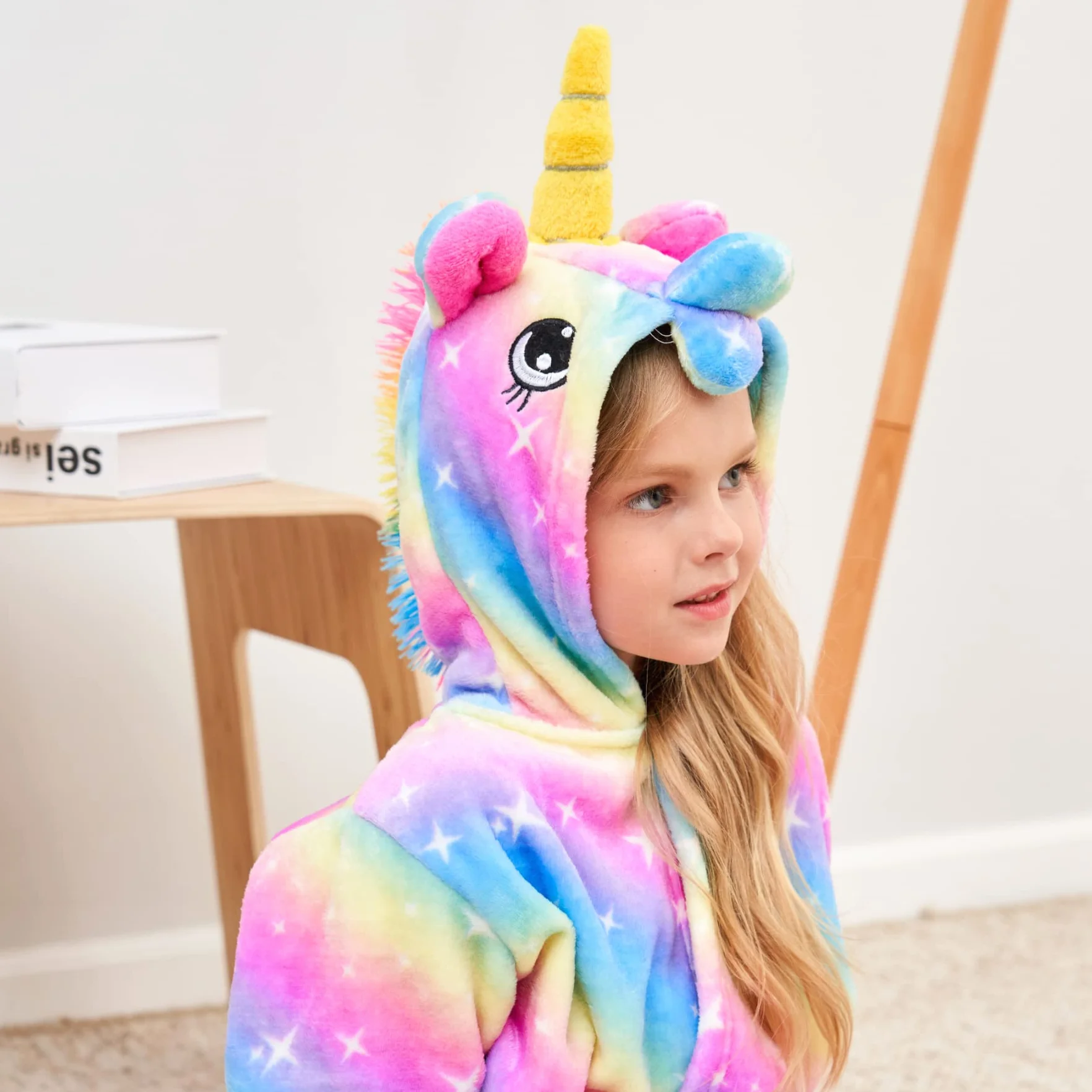 Ceruwum Peignoir Licorne pour Filles Robes de Chambre en Molleton Doux avec Capuche