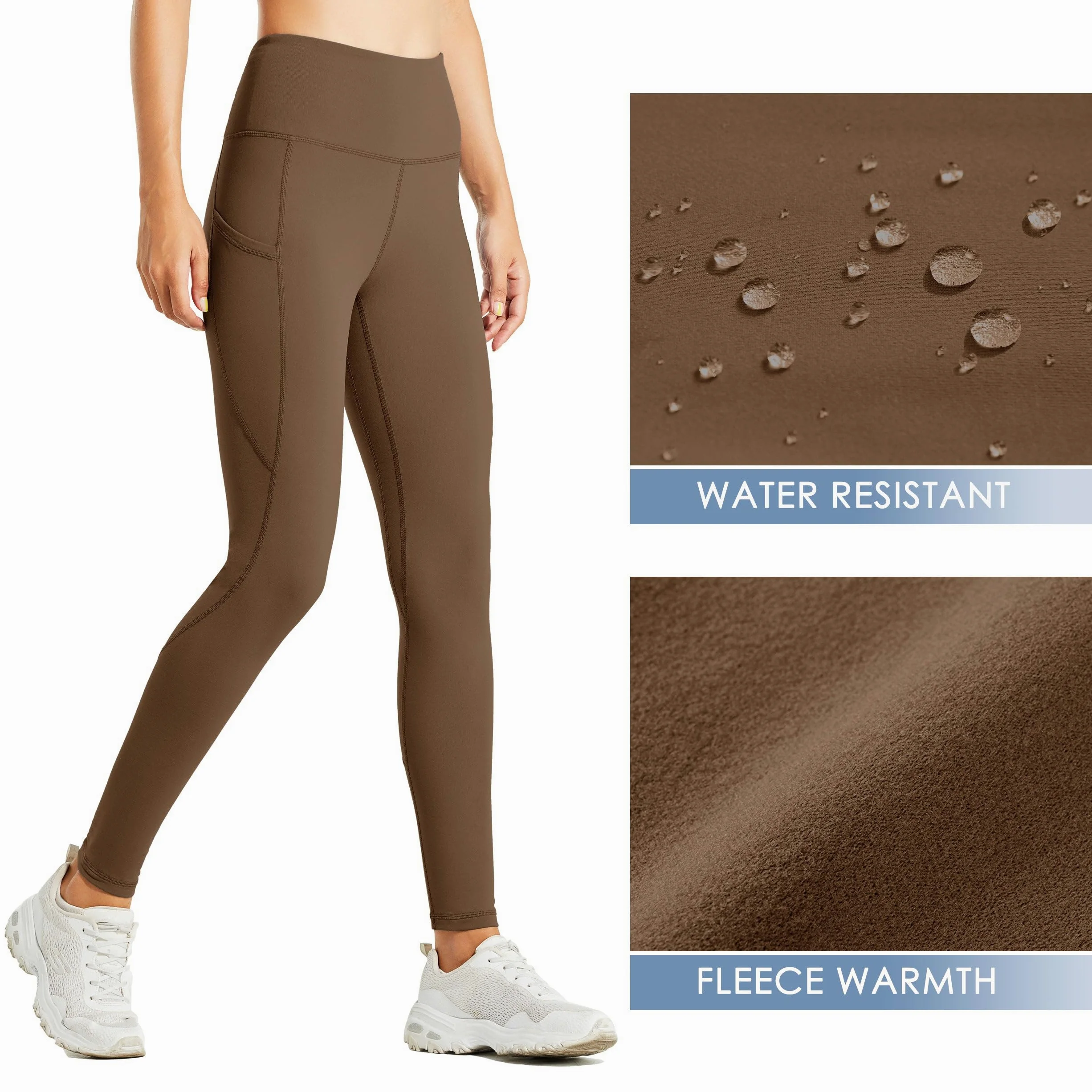 WILLIT Leggings doublés en polaire pour femme - Imperméables - Pour l'hiver - Pour le yoga - Taille haute