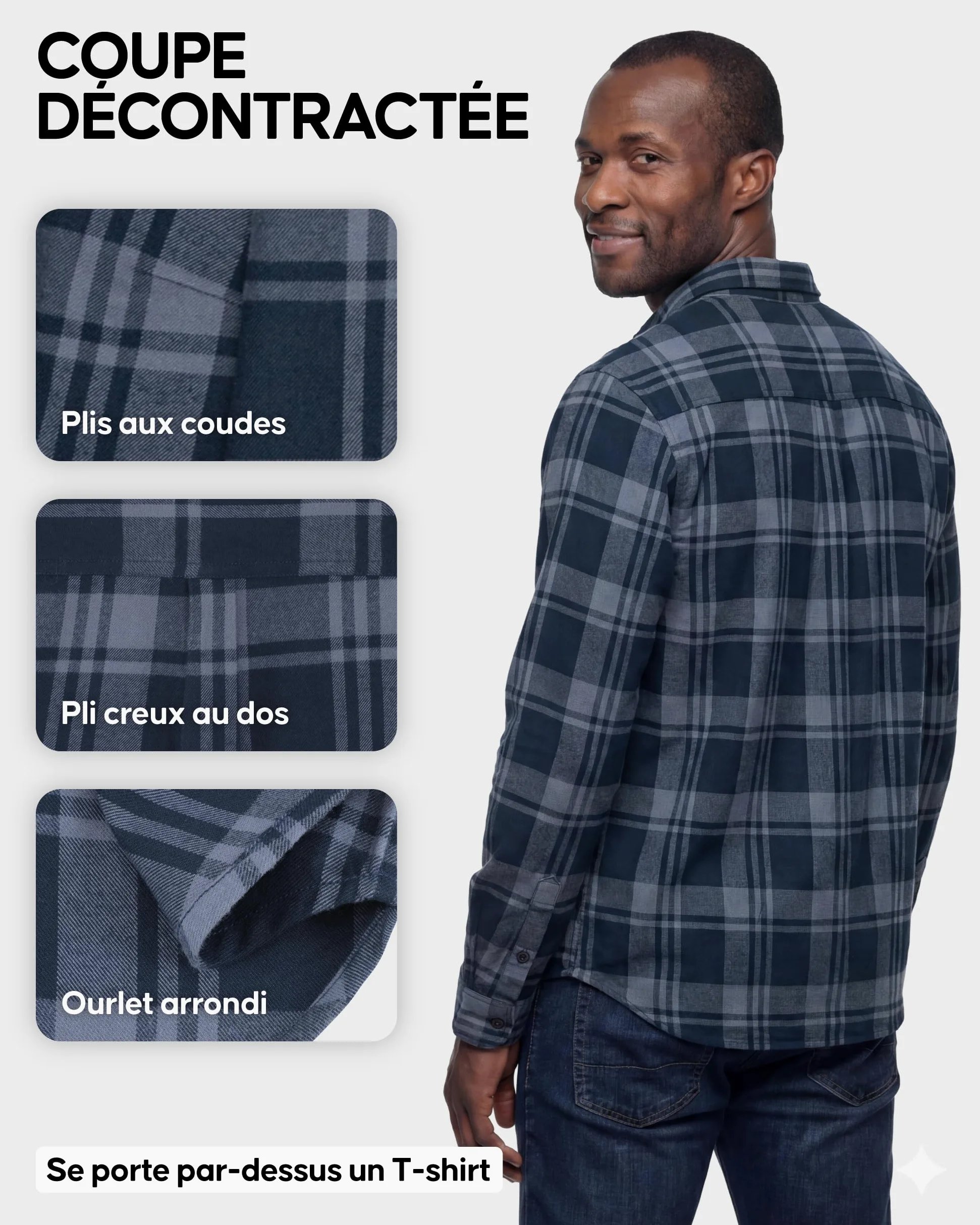DANISH ENDURANCE Chemise en Flanelle Homme, 100% Coton Biologique | Chemise en Flanelle, 100 % Coton Biologique Doux et Durable, Coupe Décontractée, pour Loisirs et Activités en Extérieur