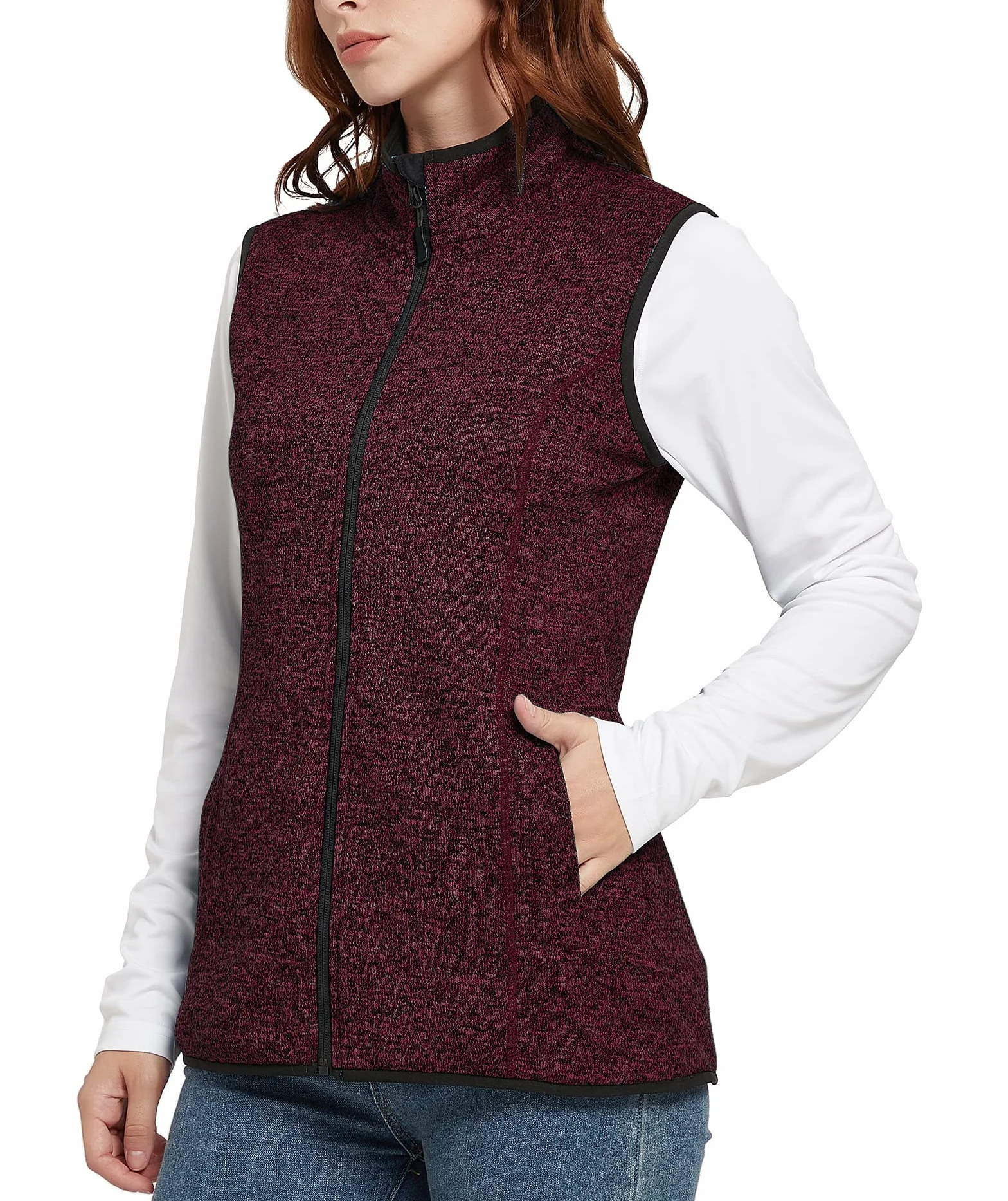 Triple Moon Gilet polaire pour femme - Gilet d'extérieur sans manches pour la course, la randonnée, le camping, les loisirs, la maison