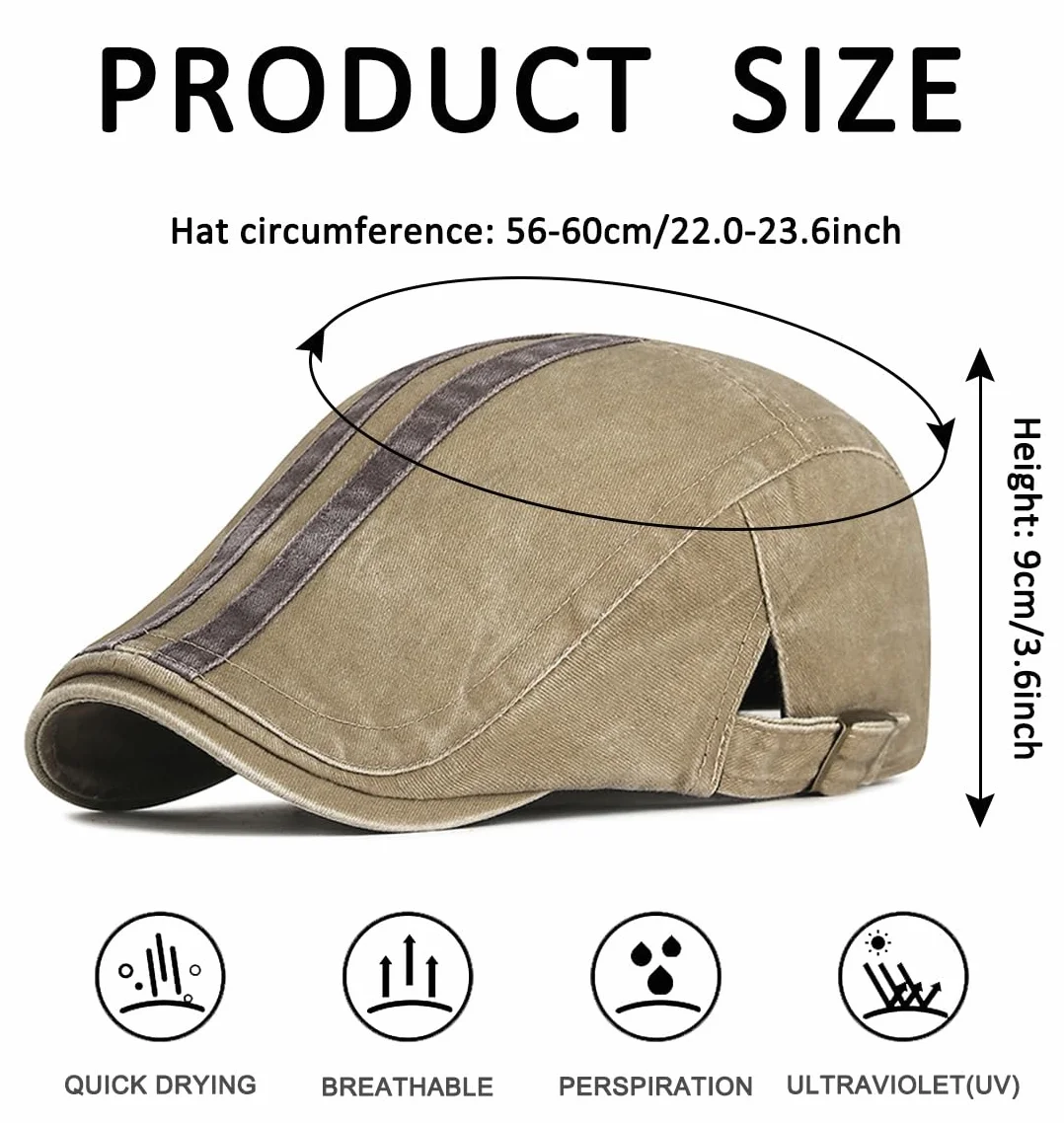 Casquette Beret Homme Réglable Coton Vintage Irlandais Gatsby Chapeau Été Respirant
