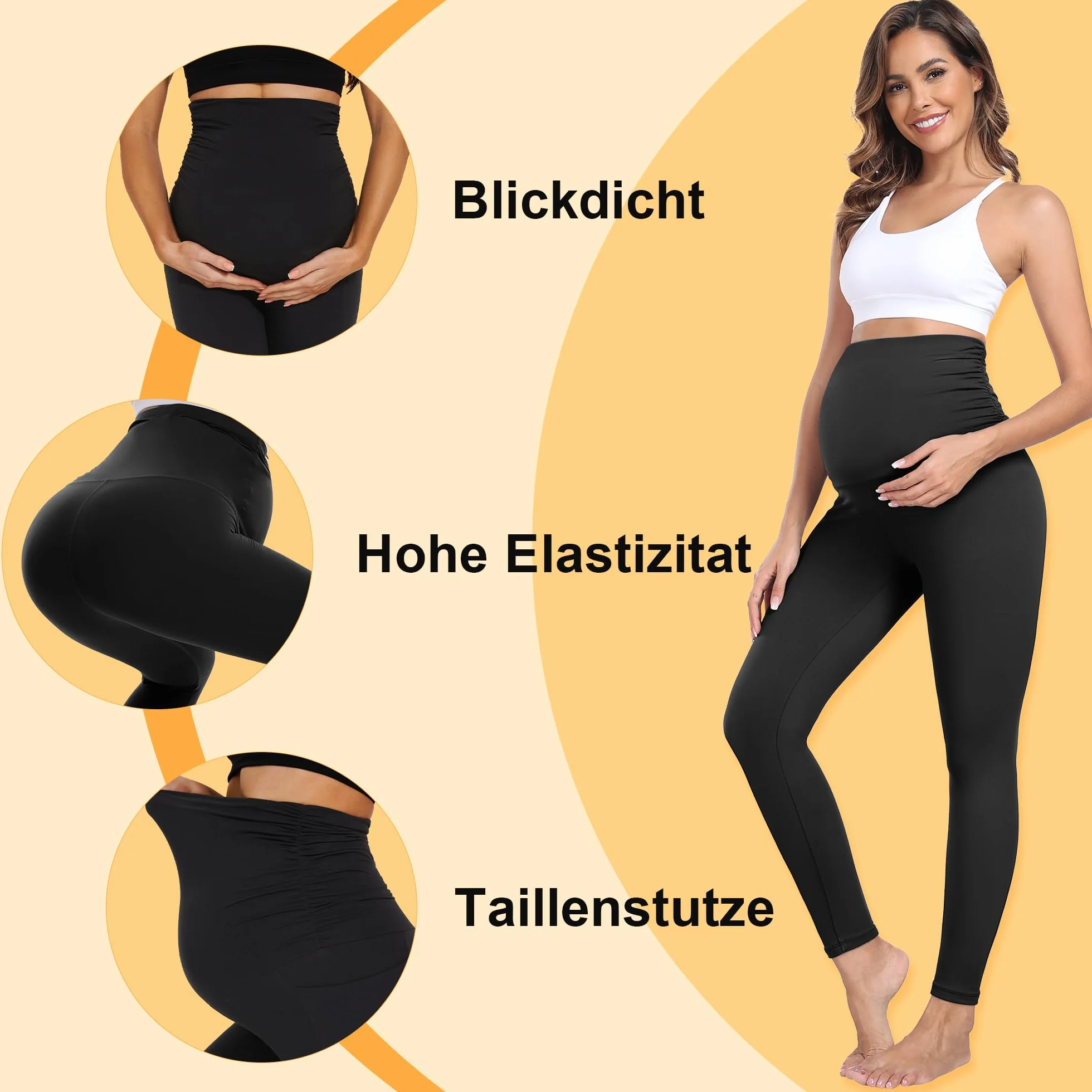 HIPOWER Legging de grossesse thermique pour femme - Taille haute - Leggings de maternité chauds - Pour l'hiver et le yoga