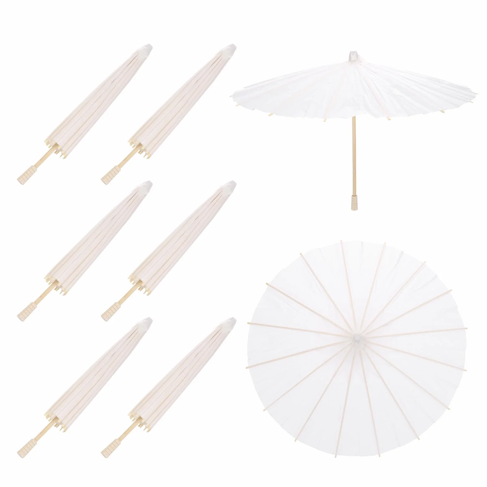 QUARKZMAN 6 Parapluies en papier, 40cm Parapluie en papier Parasol DIY Oiled Paper Painting Parapluies pour la décoration de fête de mariage de fête d'artisanat de photographie, blanc
