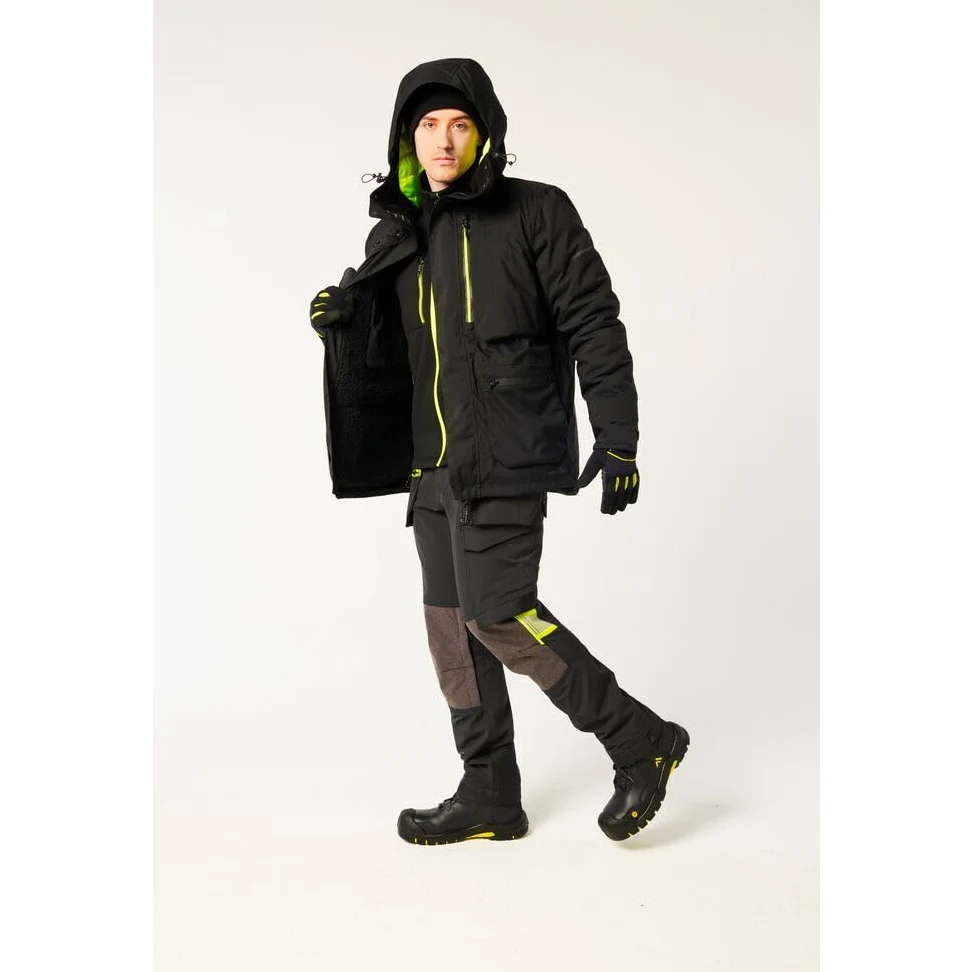 Portwest EV461 Parka d'hiver imperméable pour homme – Veste de pluie isolée respirante réfléchissante avec capuche et coutures soudées