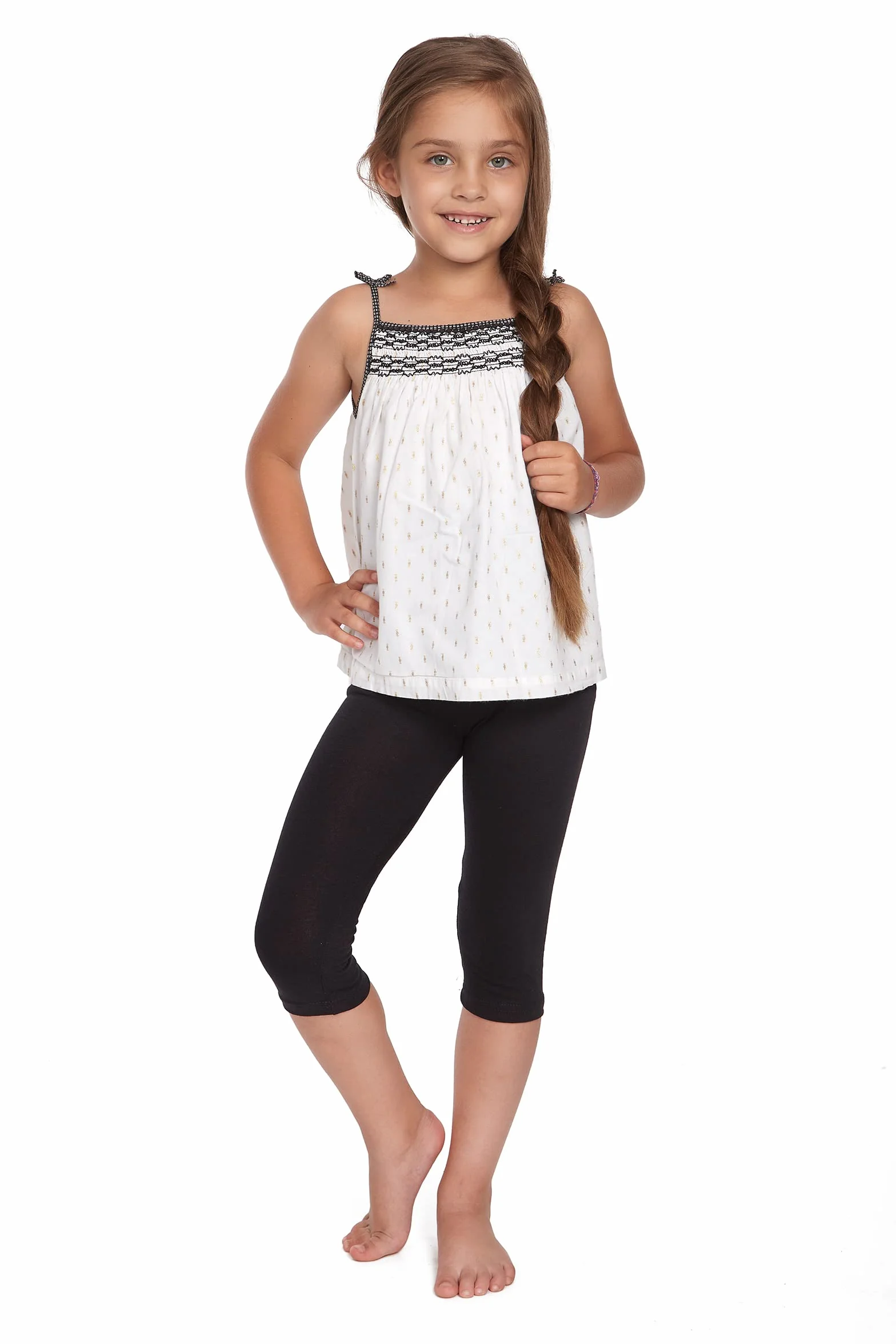SOFTSAIL Leggings Filles Collants 3/4 Shorts Capri en Coton Sport Danse Gymnastique Respirants Confortables Extensibles