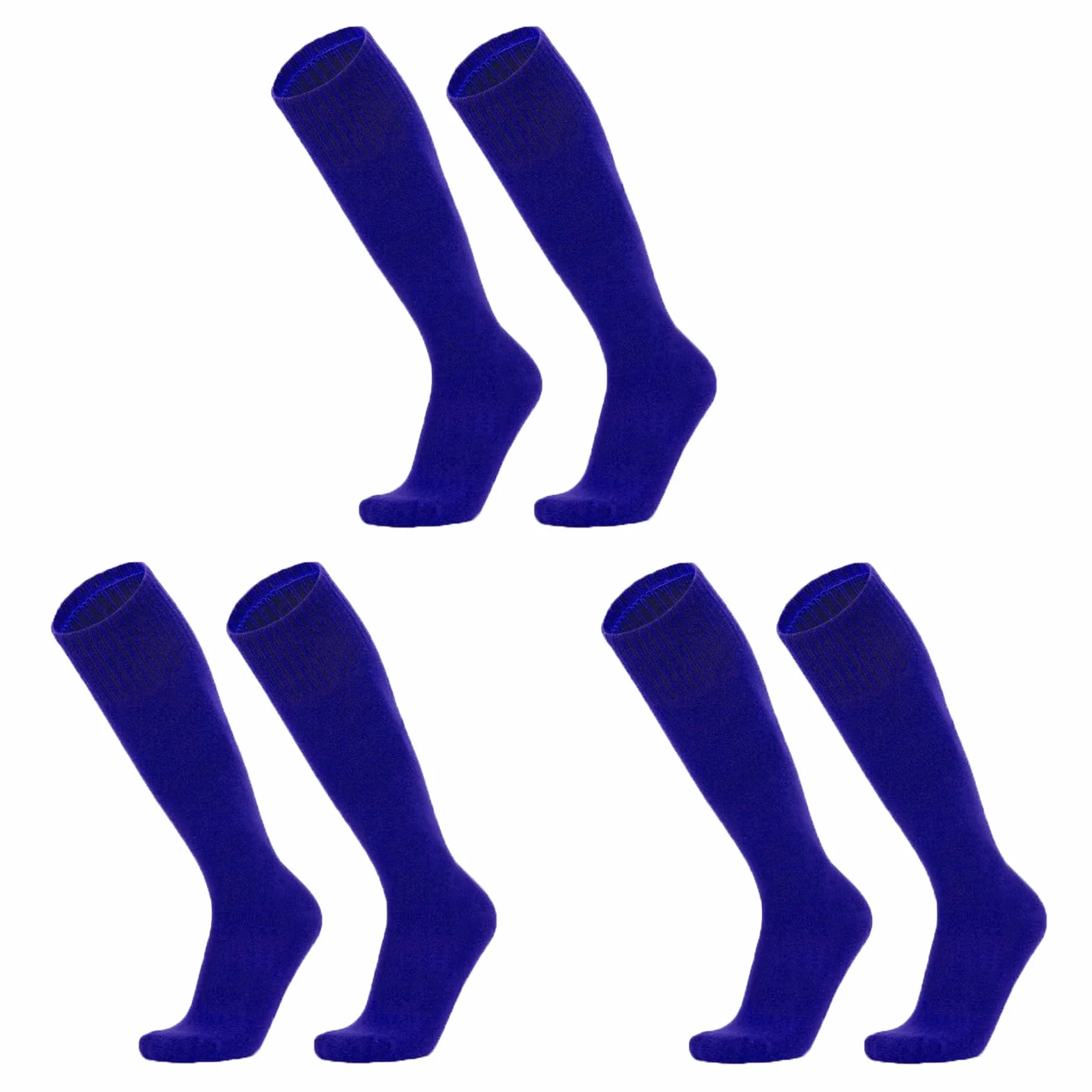 Lot de 3 paires de chaussettes de football respirantes pour enfants de 5 à 12 ans - Bleu, bleu, 5-12 Years