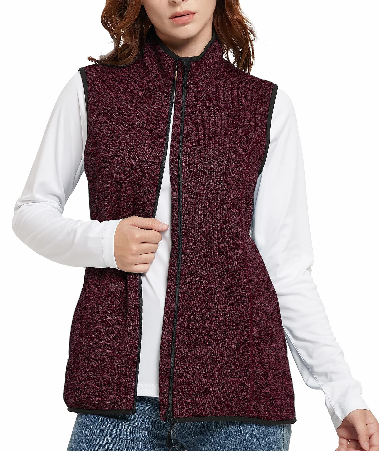 Triple Moon Gilet polaire pour femme - Gilet d'extérieur sans manches pour la course, la randonnée, le camping, les loisirs, la maison