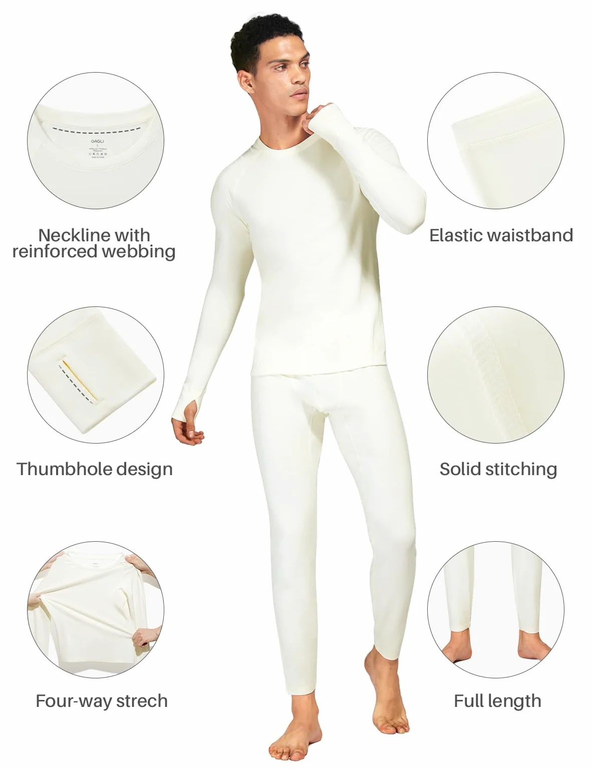 Ensemble de sous-vêtements Thermiques pour Homme avec Doublure en Polaire Chaude pour Temps Froid