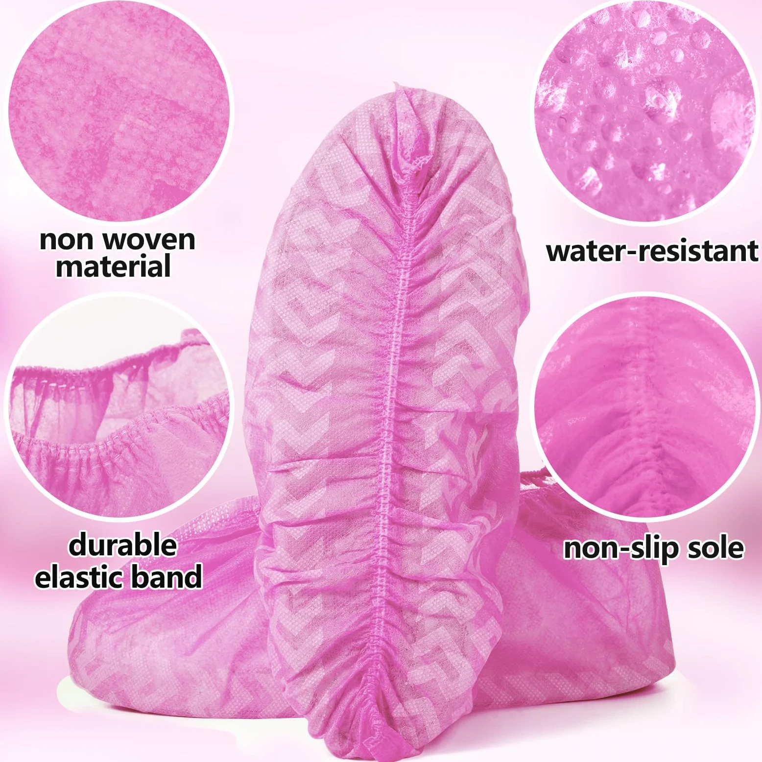 Zhanmai Lot de 300 couvre-chaussures jetables antidérapants et jetables pour entrepreneurs en intérieur, protecteurs de sol et de tapis, taille unique (rose)