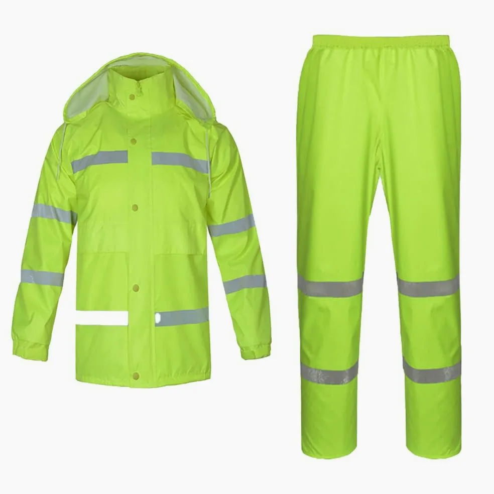 Combinaison de pluie haute visibilité, unisexe, veste de pluie et pantalon imperméable pour les travaux routiers, la sécurité et la circulation (L/165)