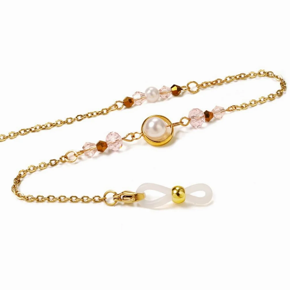 Chaîne en Acier Inoxydable pour Lunettes de Soleil, Cordon en Perles et Cristaux pour Femme