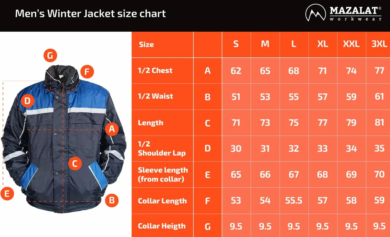 MAZALAT work wear Hiver Veste de Travail Homme avec Capuche, Ouatinée, Coupe-Vent, Imperméable, Hiver Manteau, Bleu