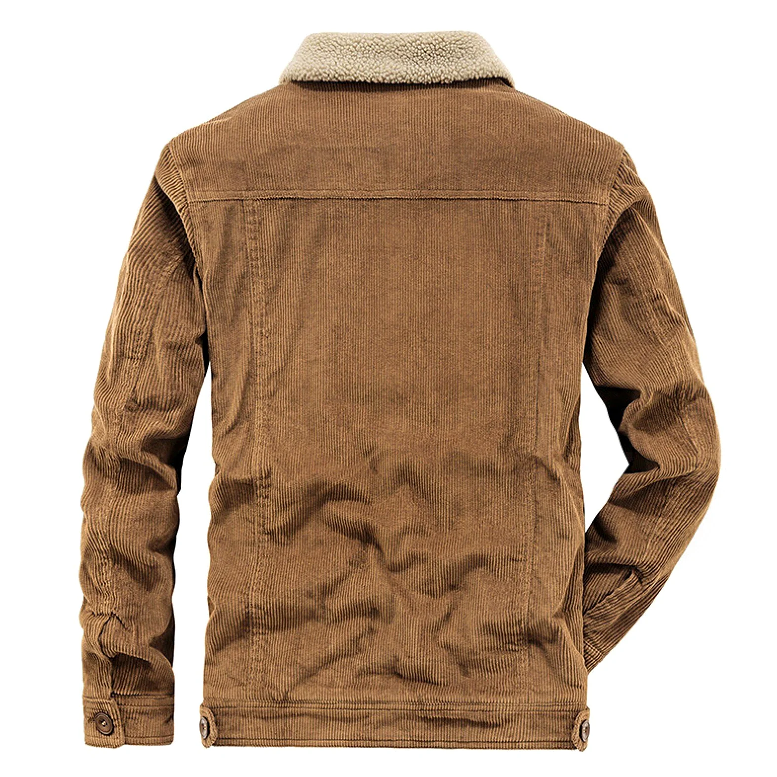 Veste Cargo en Polaire pour Homme Manteau de Camionneur Chaude Doublée en Sherpa Manteau d'hiver Boutonné Chaude Avec Revers