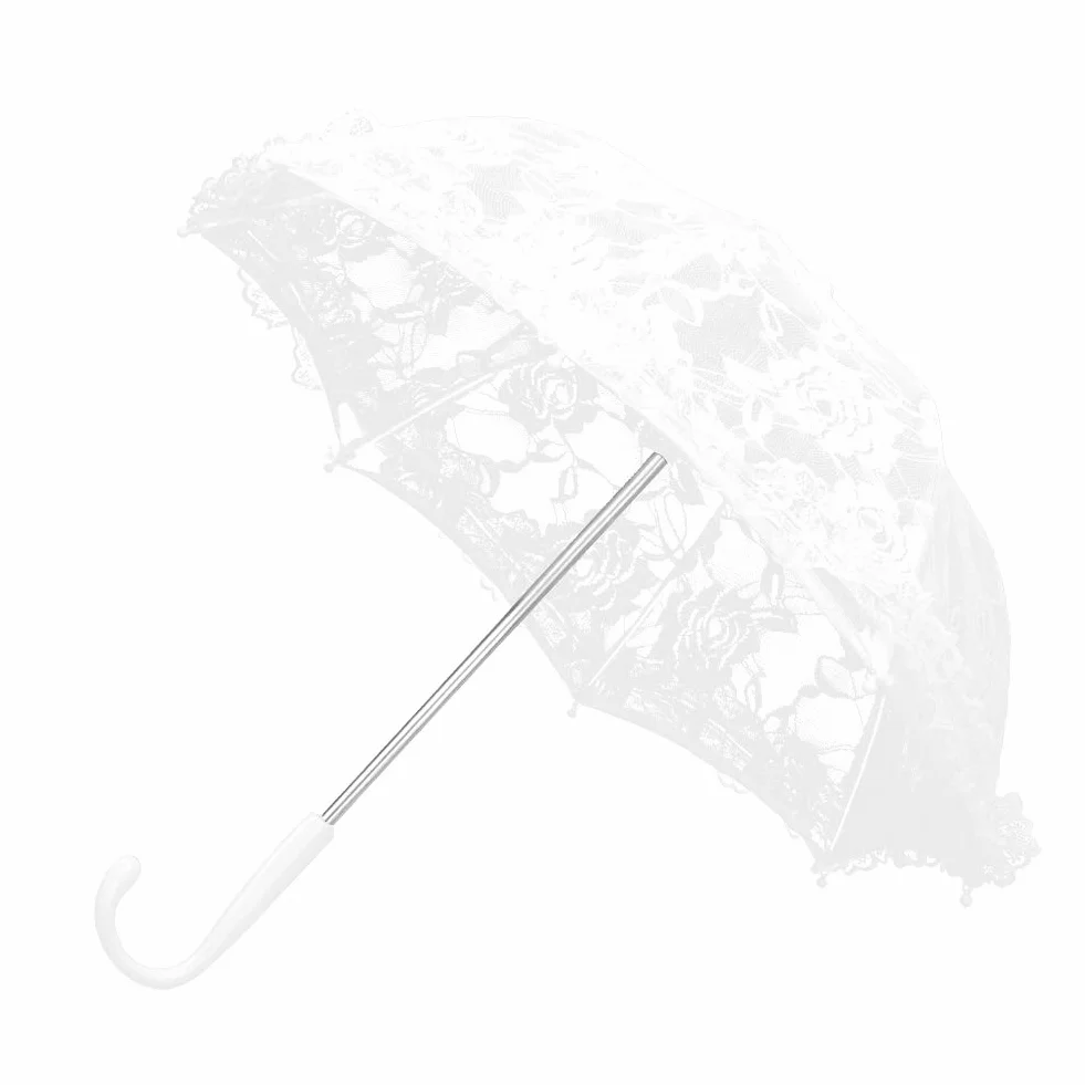 Ombrelle de mariage en dentelle vintage avec fleurs brodées - Accessoire de déguisement femme