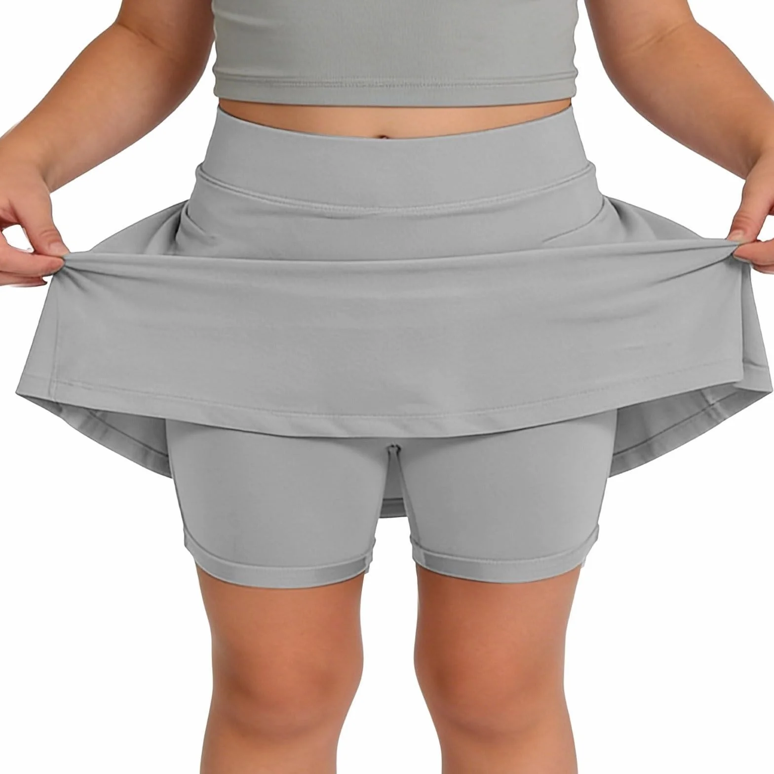 Jupe Fille Jupe-Short Fille Été Jupes Courte Décontractée avec Short Intégré et Poches Taille Haute Élastique Jupes Légère Et Confortable pour École, Vacances, Plage, Loisirs et Quotidien 4-12 Ans