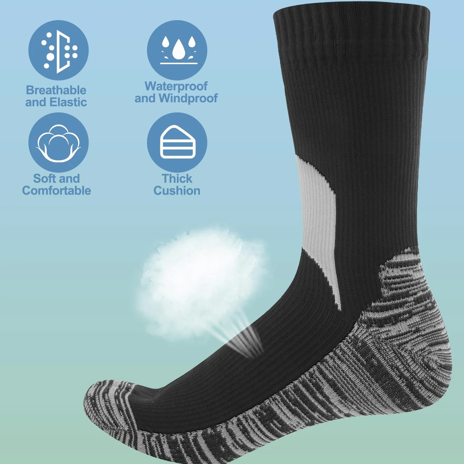 Utensilsto Chaussettes imperméables, unisexes, hautes performances, pour le cyclisme, le VTT, la randonnée, la course à pied