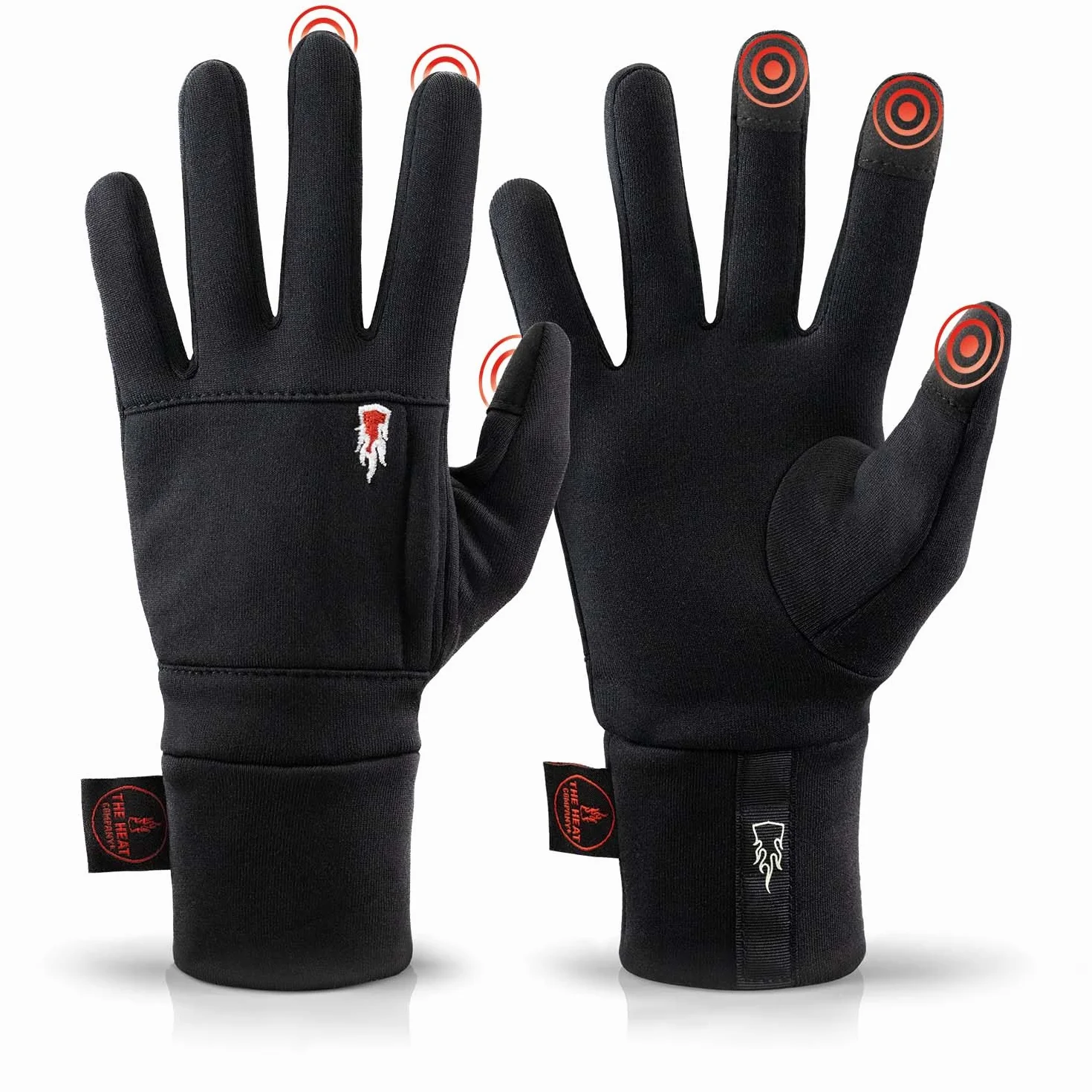 THE HEAT COMPANY Polartec Liner Gants Hiver Homme Femme Tactile Smartphone Gant Travail Sports Thermiques Chauds Contre Le Froid Noir